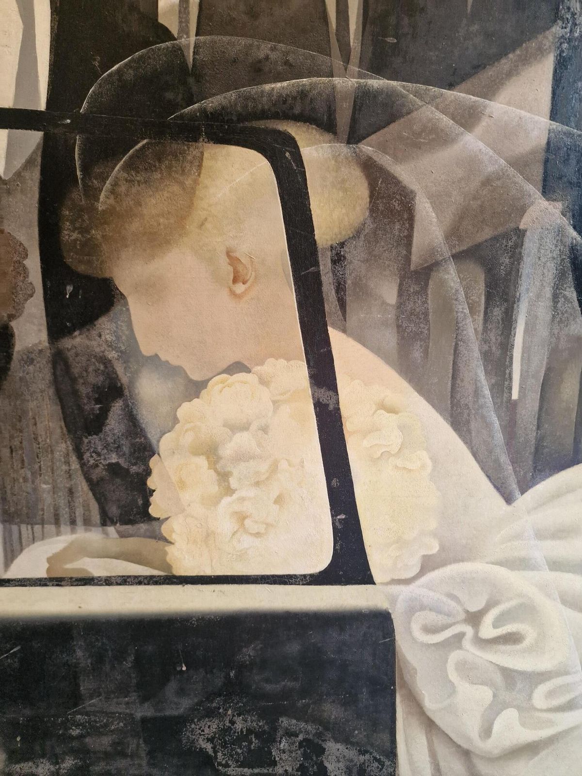 Julia Heseltine, Magnificent Huge Statement Original Oil Painting, Exhibited At The Royal Academy, The Bride And The Mourners 1980. photo for sale