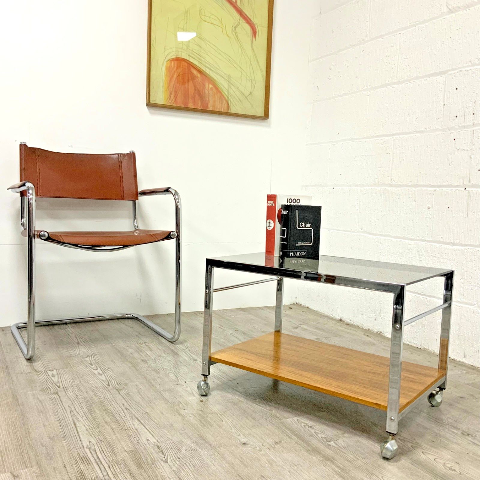 Howard Miller For Mda Side / Coffee Table Mid Century Modern Wood & Chrome