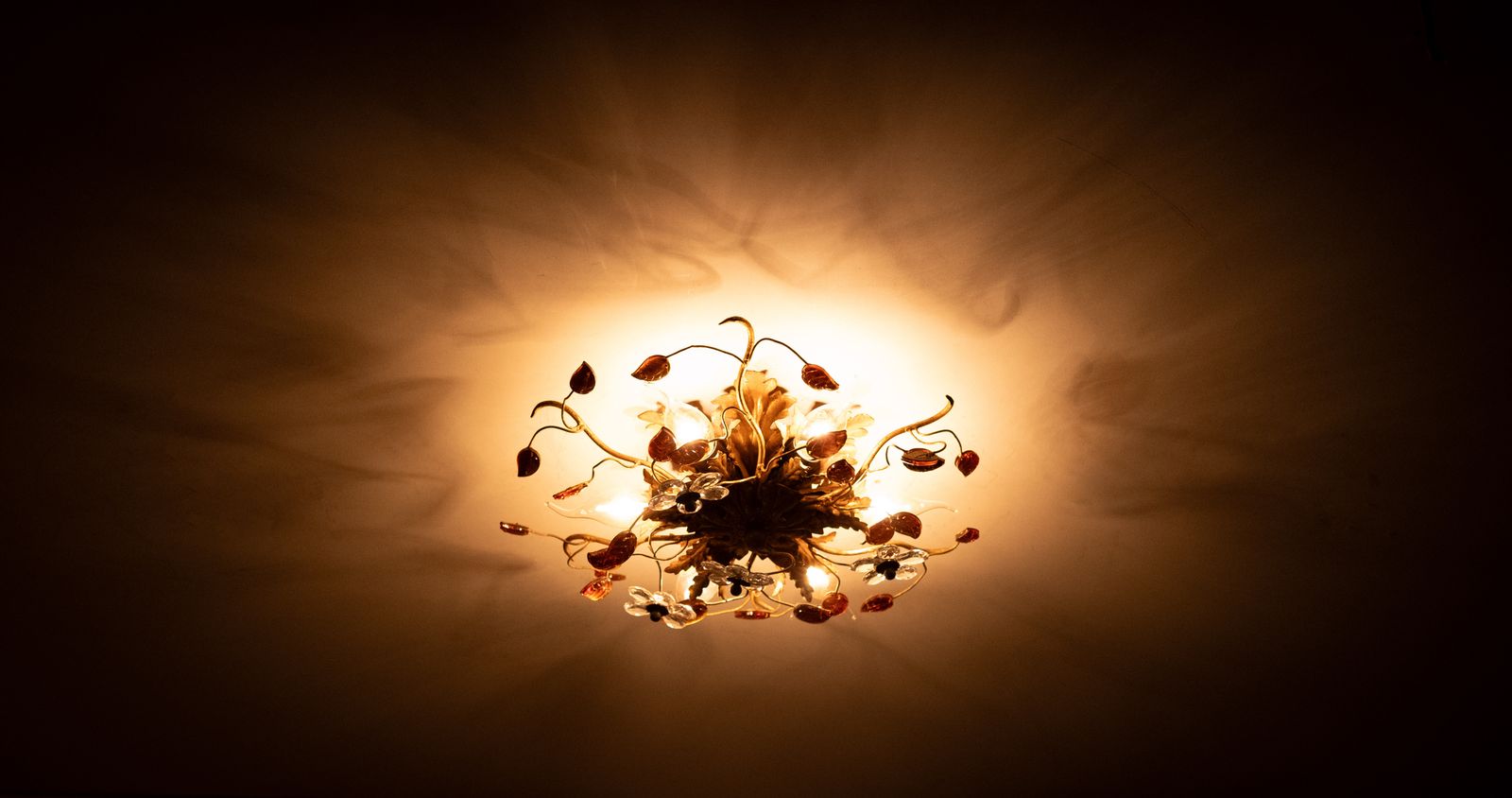 Wonderful Gilded Florentine Flush Mount Light By Banci Firenze 1970s Italy photo 831.0