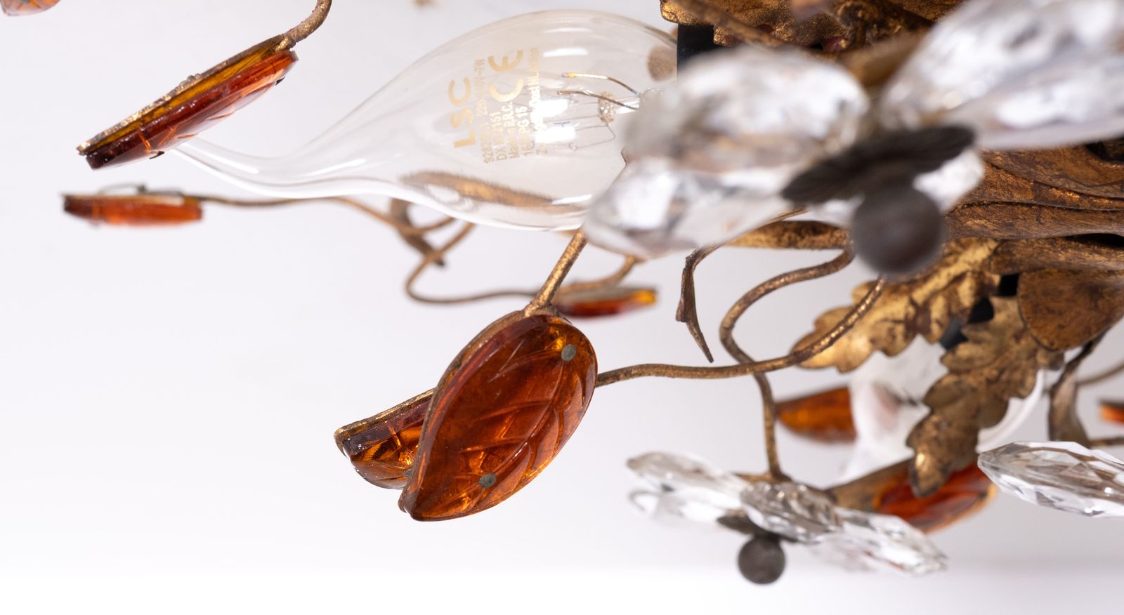 Wonderful Gilded Florentine Flush Mount Light By Banci Firenze 1970s Italy photo vinterior