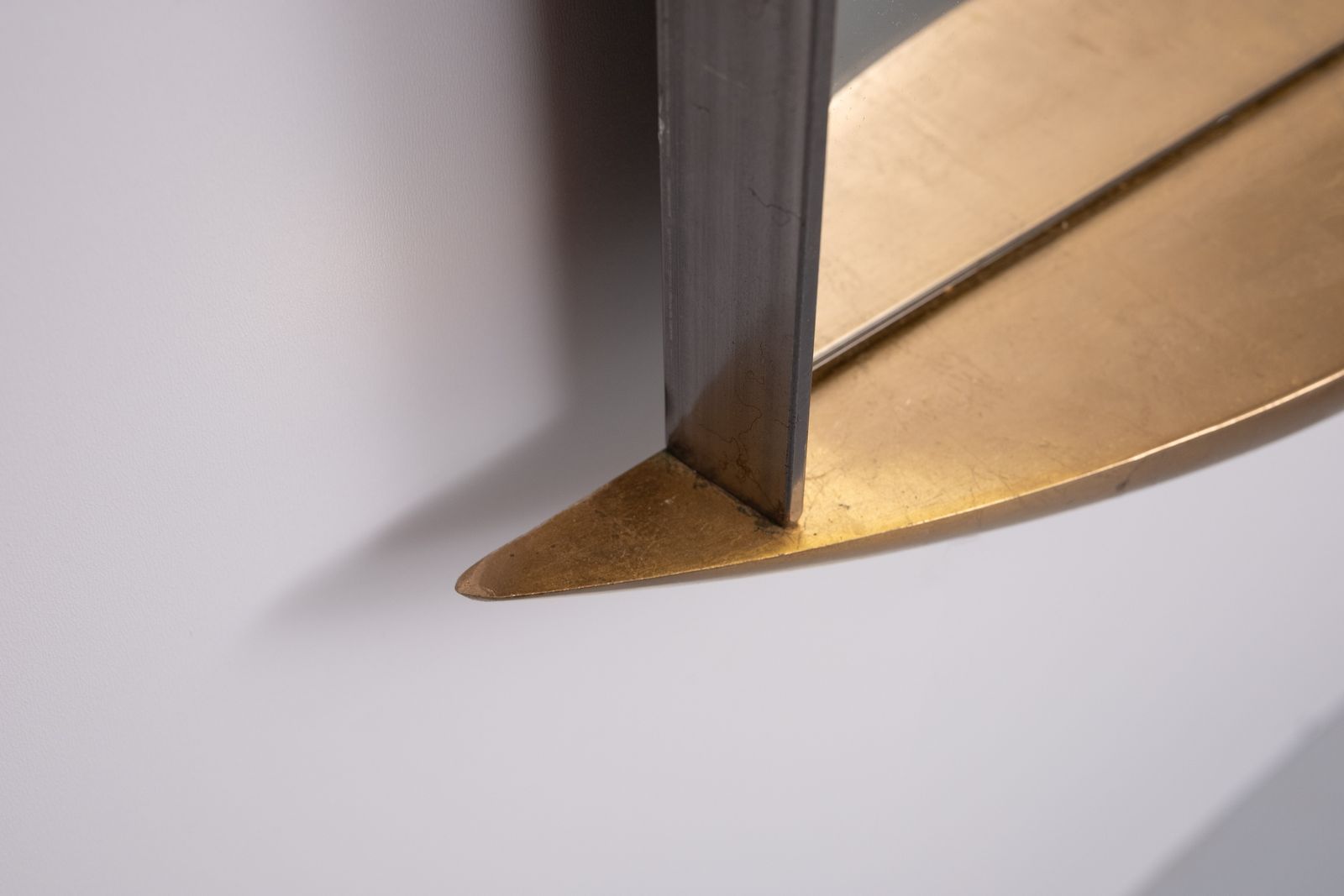 Post Modern Full Length Wall Mirror In Gold Wood And Metal, 1980s Italy photo furniture