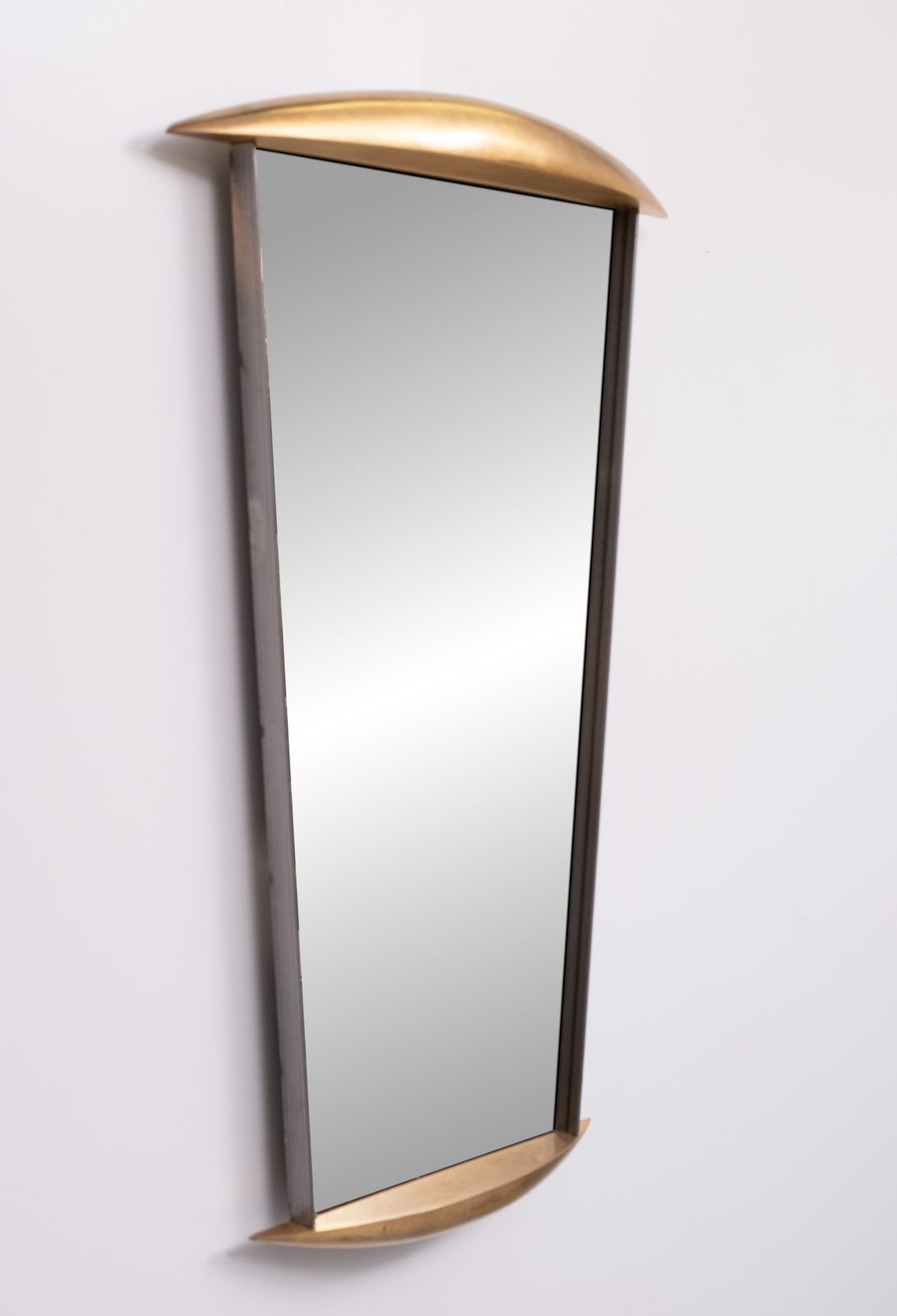 Post Modern Full Length Wall Mirror In Gold Wood And Metal, 1980s Italy photo for sale