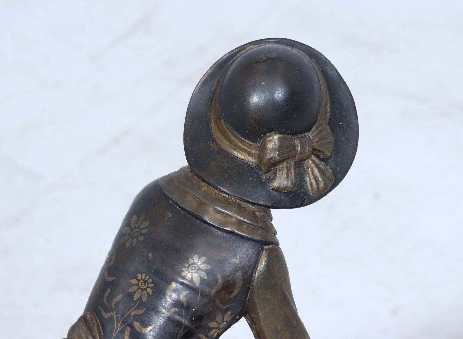 photo for sale Art Deco Sculpture With Marble Base– Woman With Pheasant