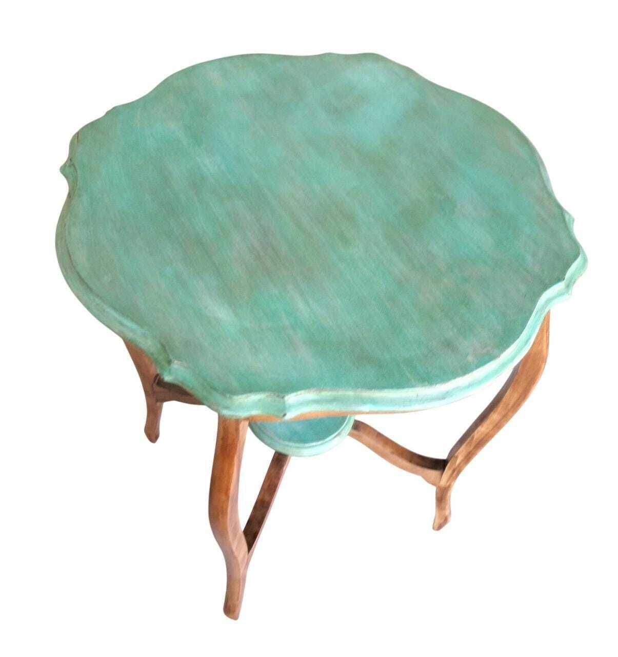 Edwardian Chateau Chic Occasional Table, Stunning Mahogany Antique Elegantly Distressed Turquoise Two Tone Side Table, Shabby Chic Furniture photo buy