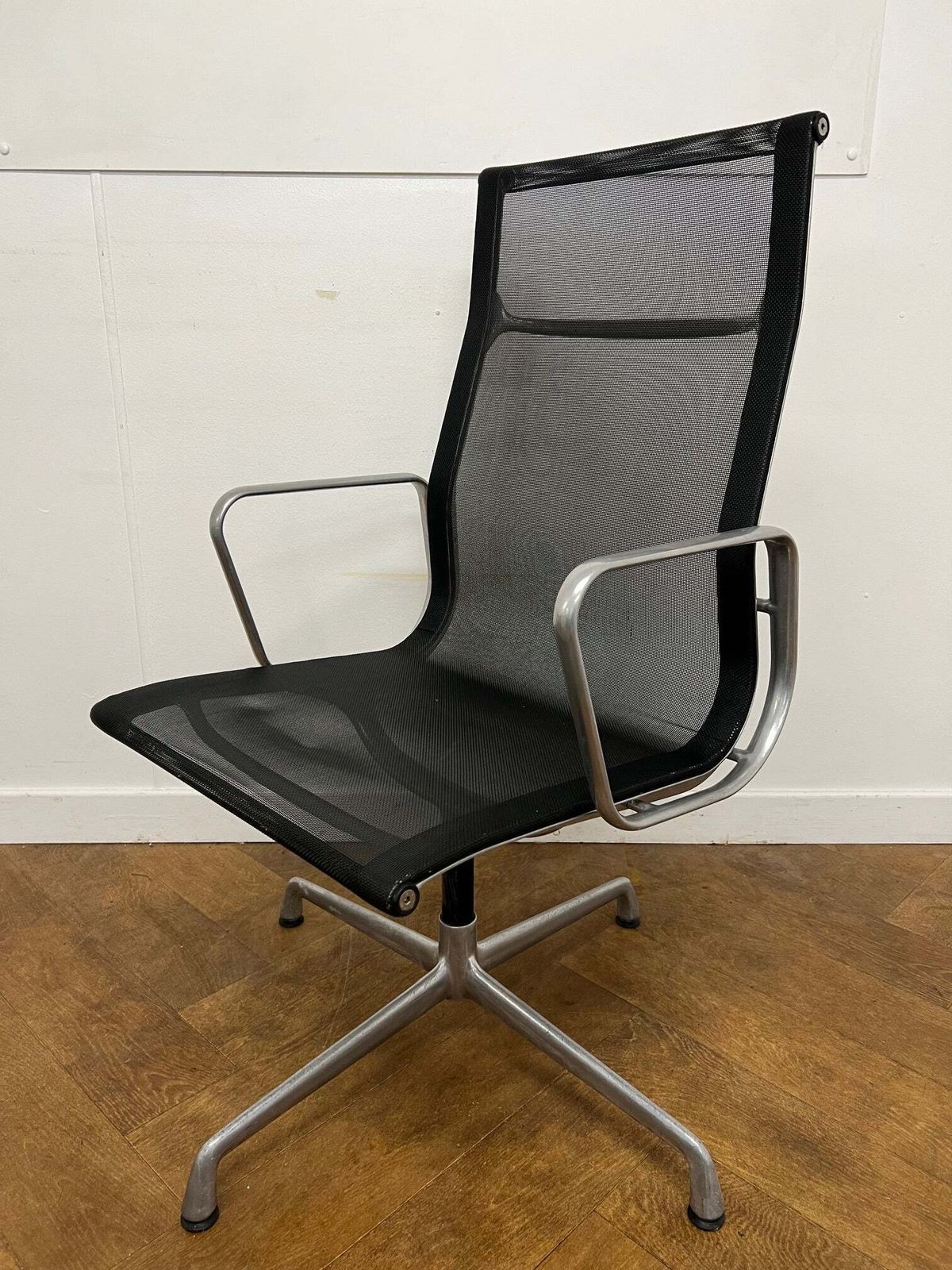 Original Vintage Icf Ea112 Black Mesh High Back Office Chair On Aluminium Base (2 X Pairs Available) photo Furniture