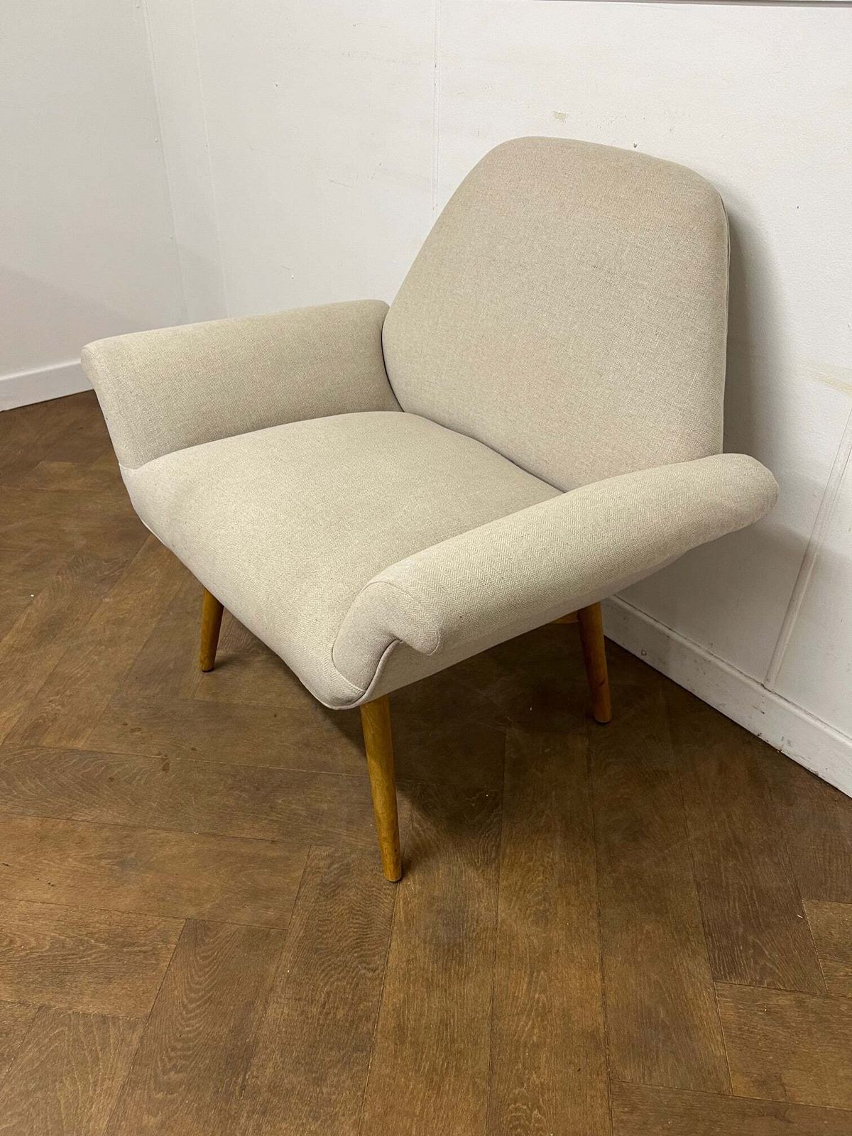 Carnaby Arm Chair In Oatmeal Herringbone By Swoon Editions "Retro To Go" photo Furniture