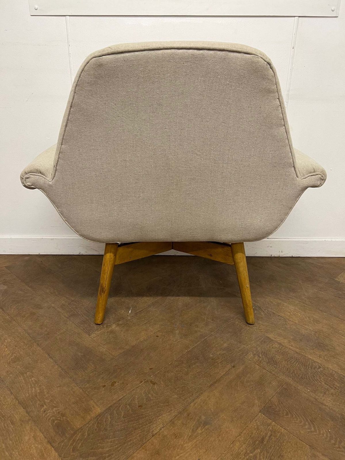 Carnaby Arm Chair In Oatmeal Herringbone By Swoon Editions "Retro To Go" photo 120.0