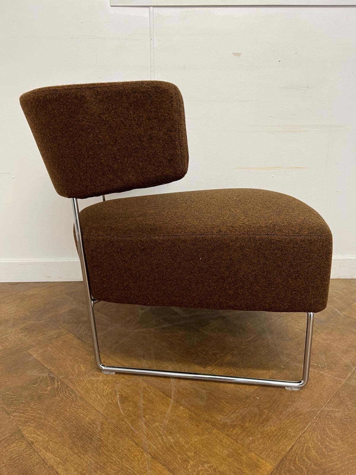 Used Andreu World Tauro Bu4203 Lounge Chair In Brown Cloth (6 X Available) photo furniture