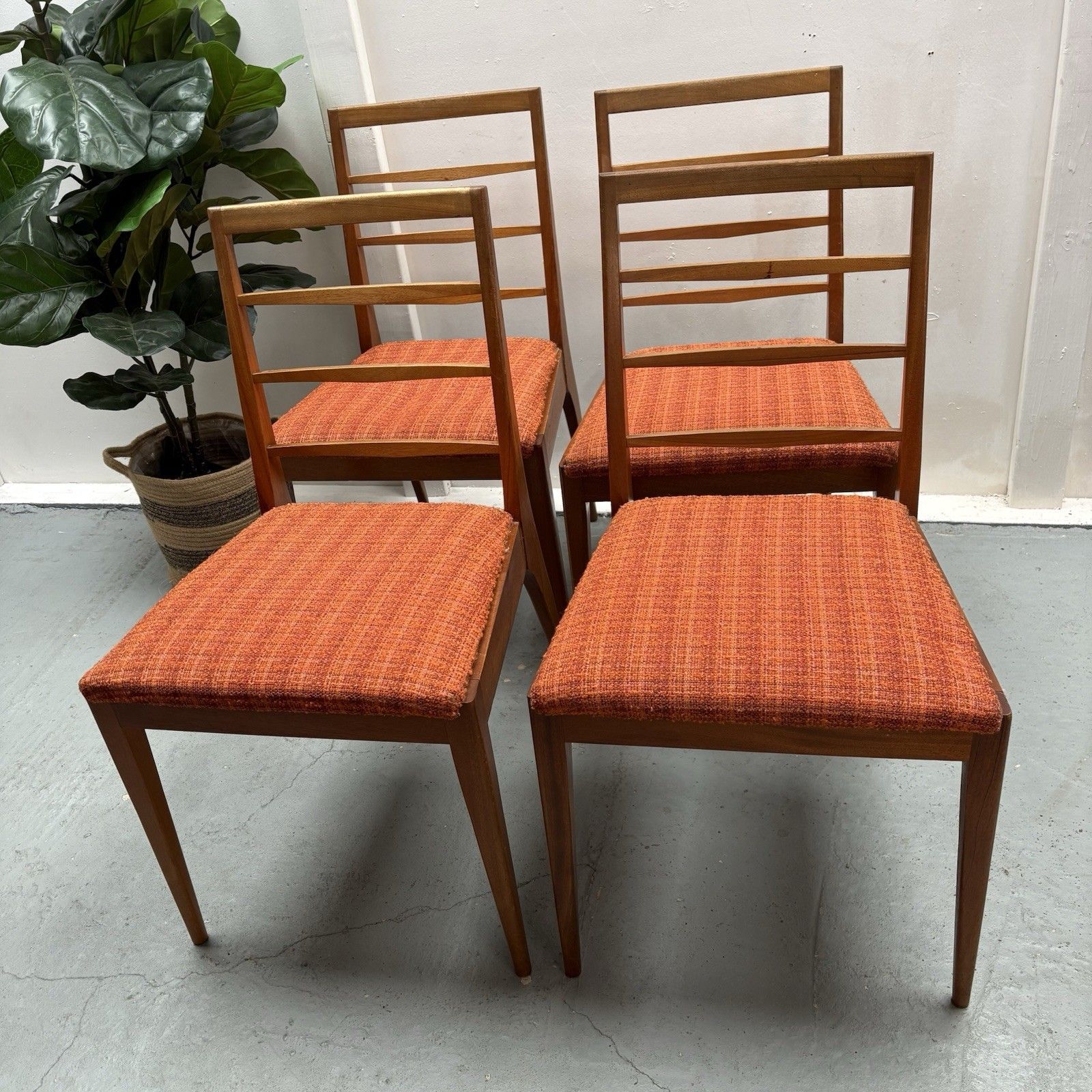 4 Mid Century Upholstered Teak Dining Chairs From McIntosh, 1960s, Model No 9073