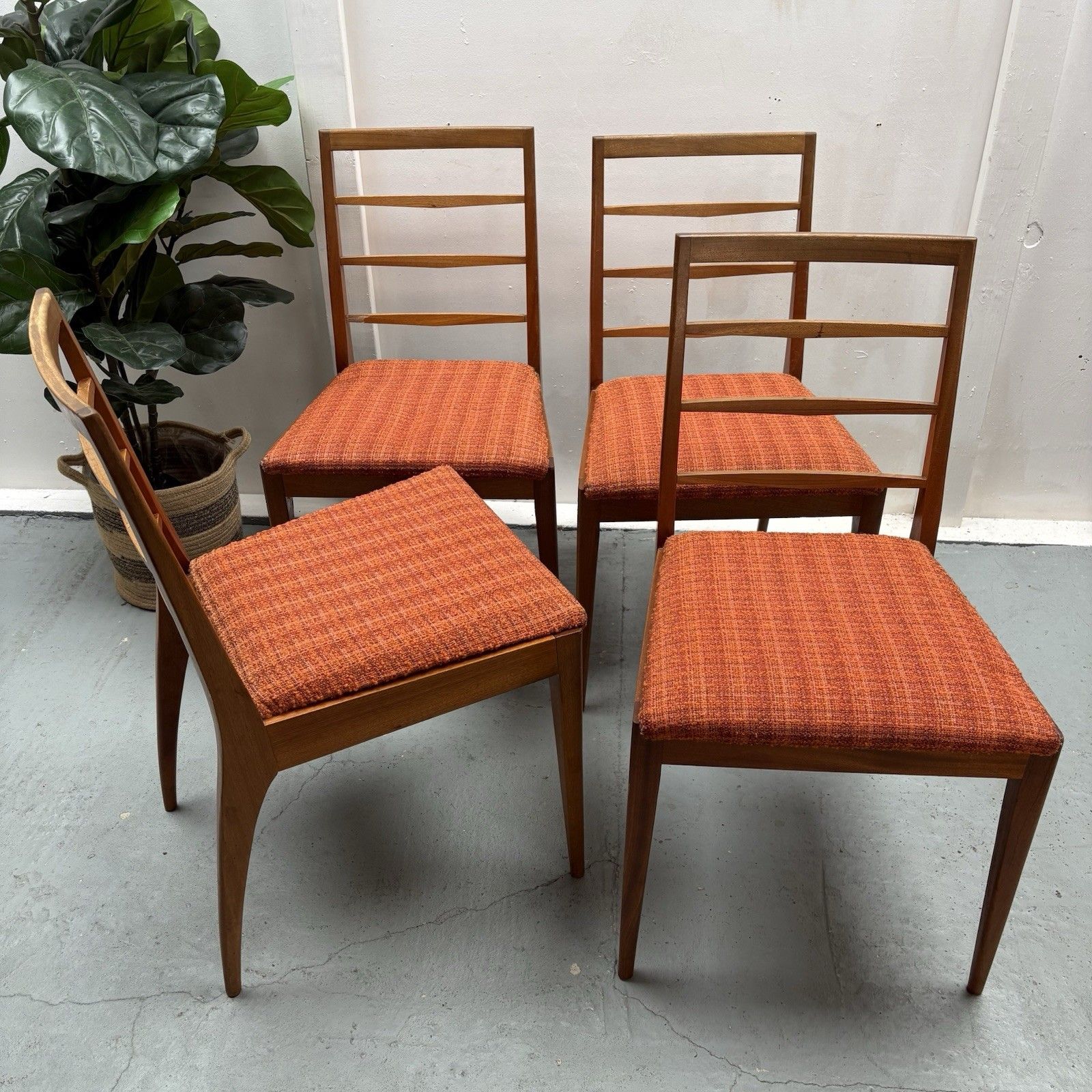 photo furniture 4 Mid Century Upholstered Teak Dining Chairs From McIntosh, 1960s, Model No 9073