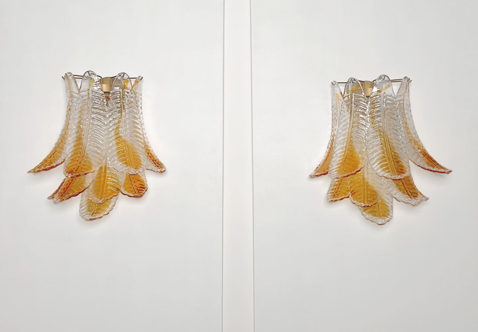 photo furniture Italian Murano Amber Stain Felci Glass Wall Sconces