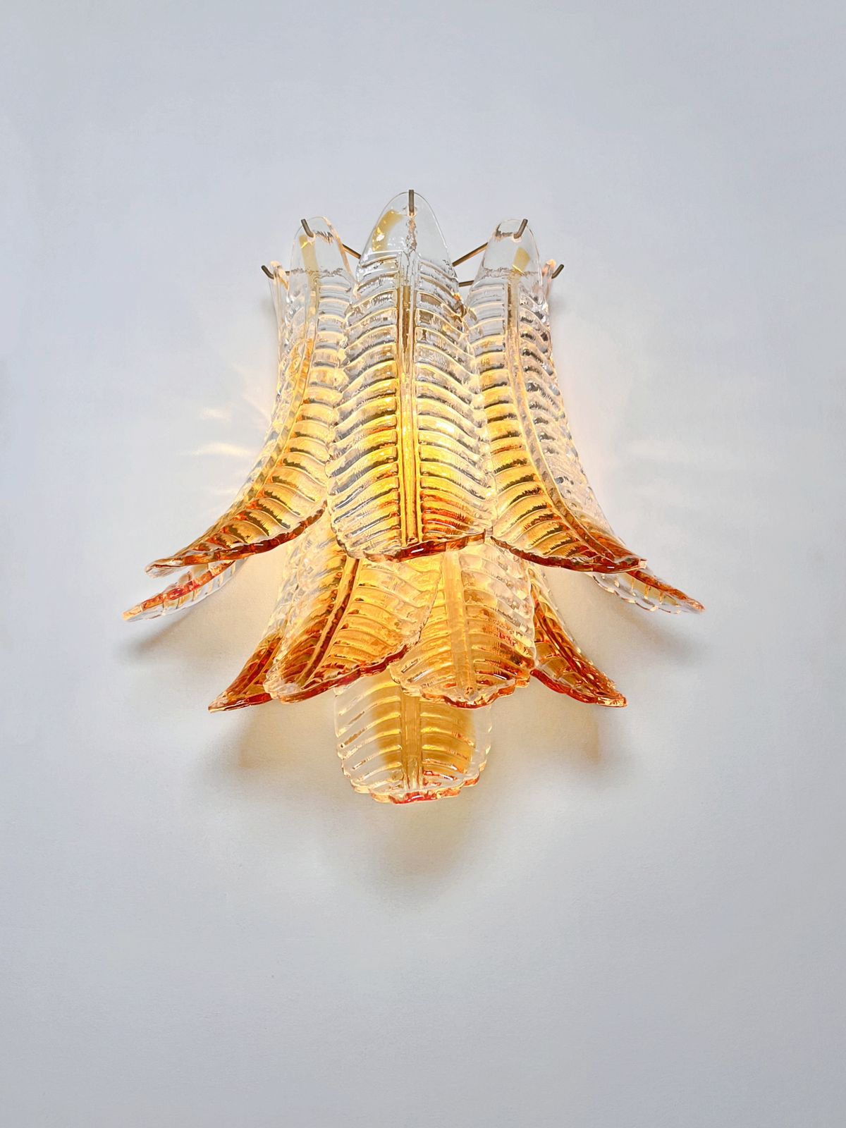 Lighting Italian Murano Amber Stain Felci Glass Wall Sconces photo