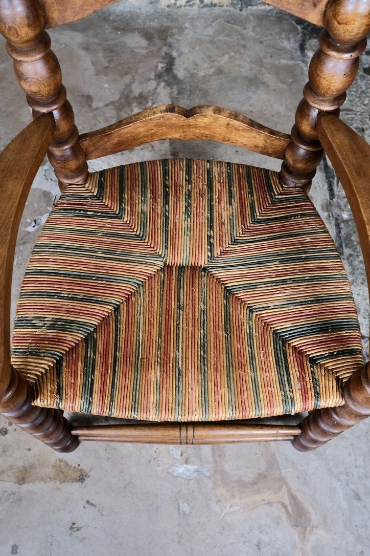 Pair Of Bobbin Armchairs In Turned Oak Wood, France, 1940s photo vinterior