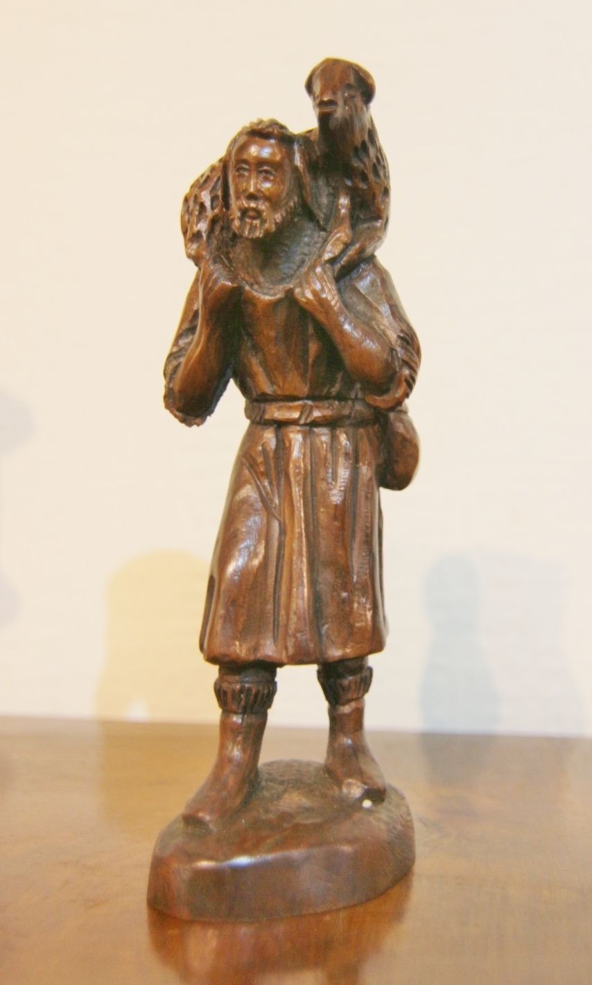 Charming 19th Century Wood Carving Of Shepherd photo furniture