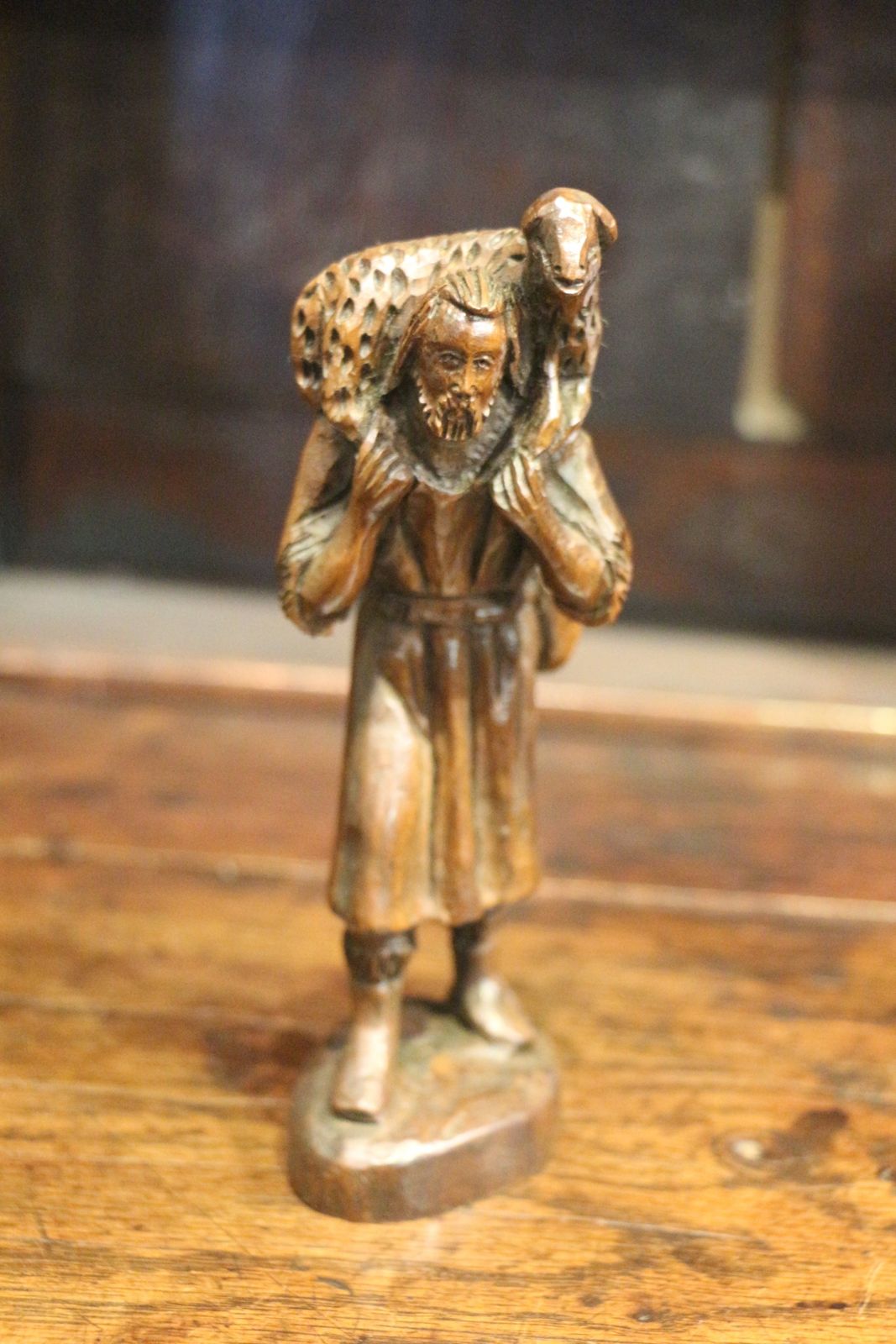 Charming 19th Century Wood Carving Of Shepherd photo buy