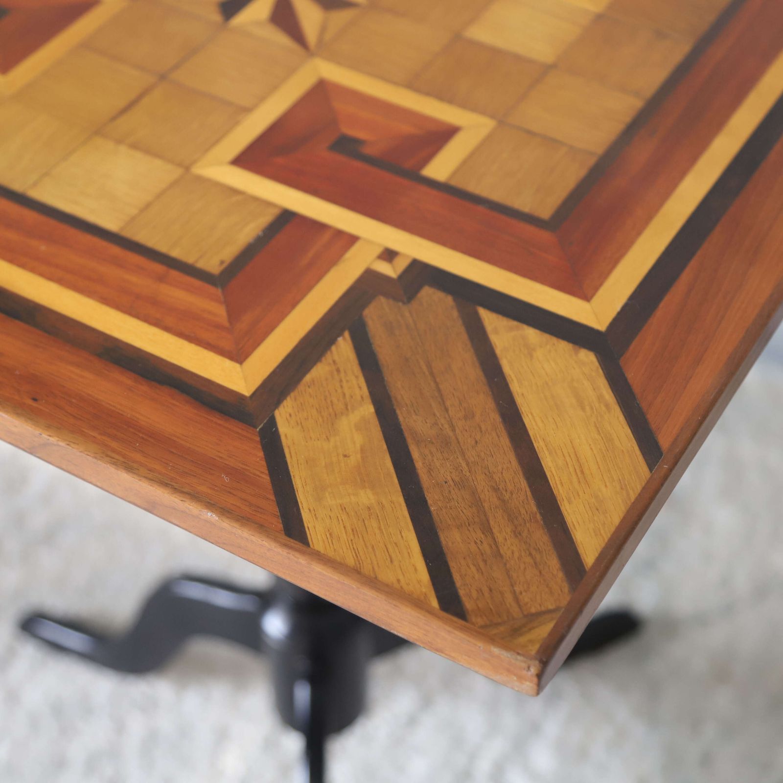 Pair Of 19th Century Geometric Parquetry Inlay Top Side Tables photo 1450.0