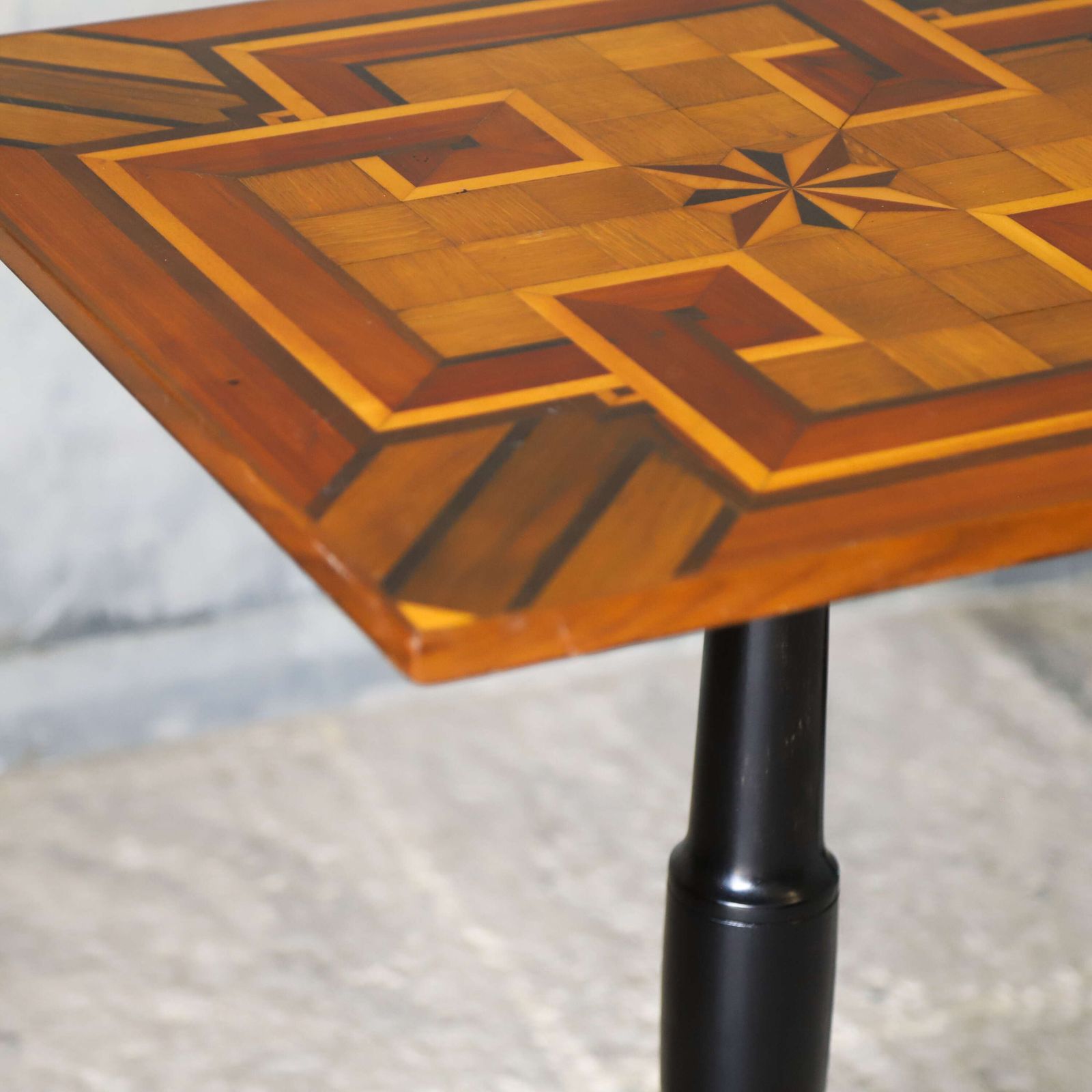 photo furniture Pair Of 19th Century Geometric Parquetry Inlay Top Side Tables
