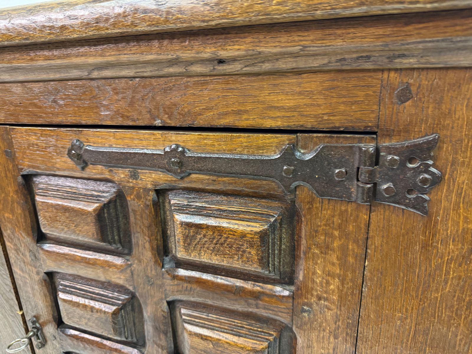 Mid Century Oak Sideboard In The Spanish Style, Probably Belgian, 1950s–1960s photo vintage