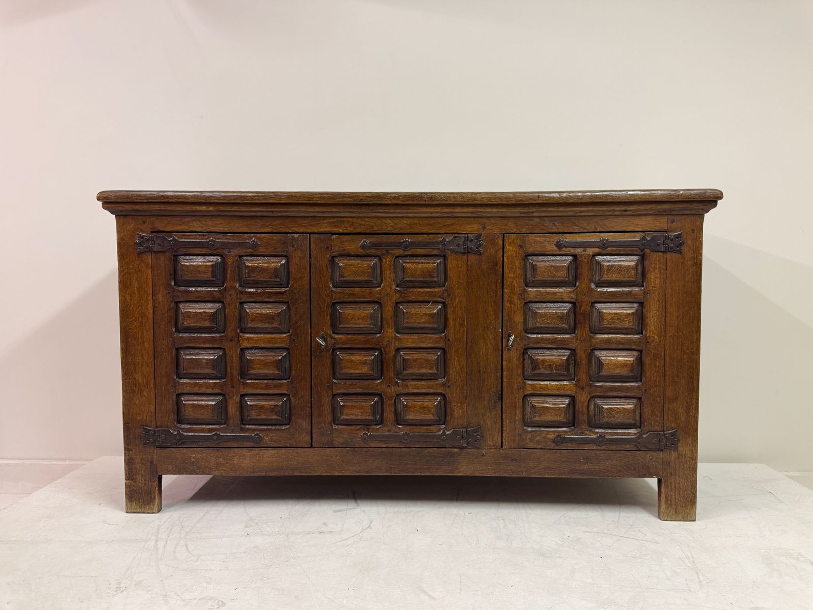 Furniture Mid Century Oak Sideboard In The Spanish Style, Probably Belgian, 1950s–1960s photo