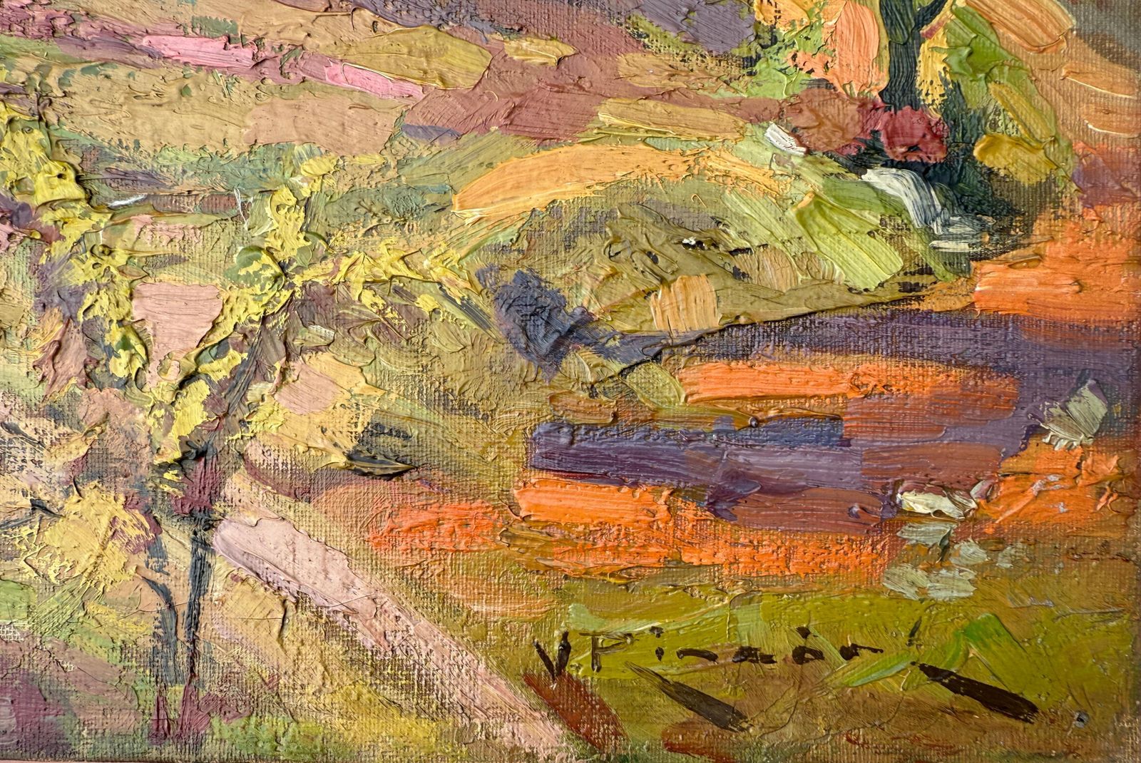 Vicente Rincon Garrido Landscape With Farm And Figure Oil Painting On Canvas Spain C.1930 photo furniture