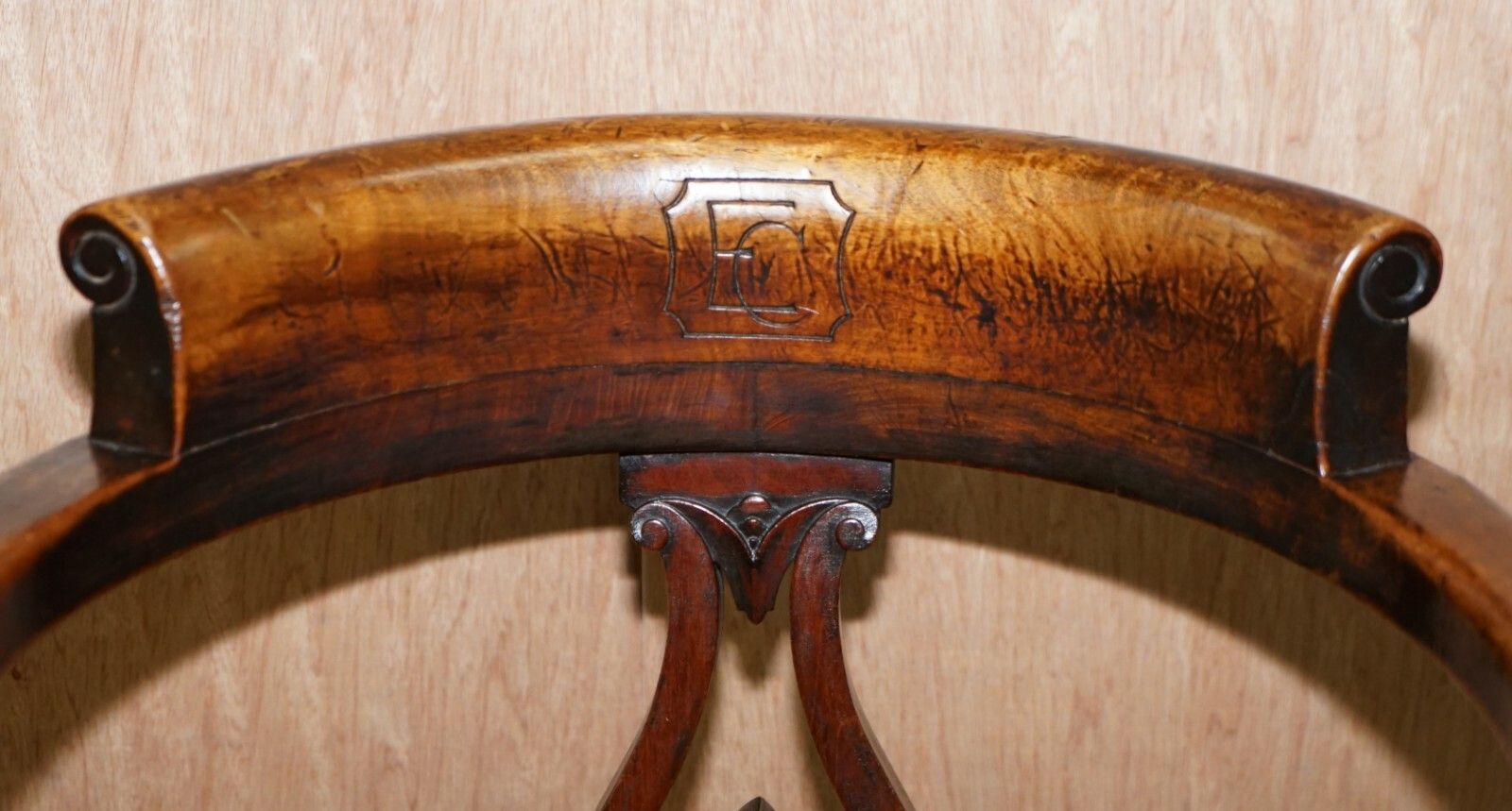 Very Rare Eton College Victorian Walnut Captains Chairs Carved Ec To The Back photo Furniture