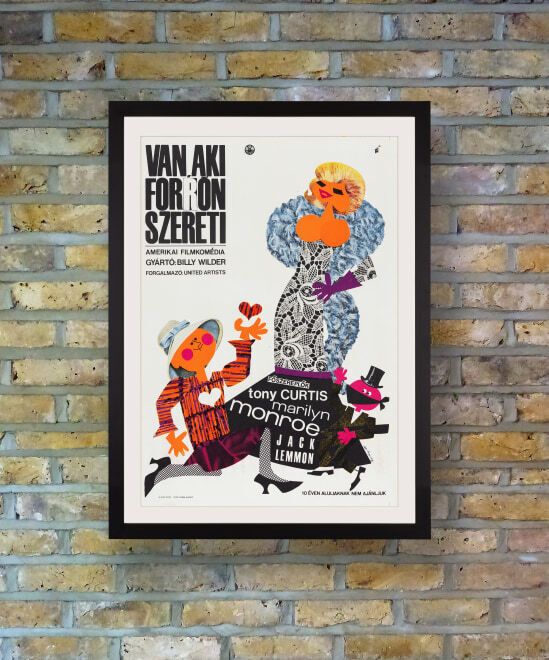 'Some Like It Hot' Original Vintage Movie Poster, Hungarian, 1965 photo furniture