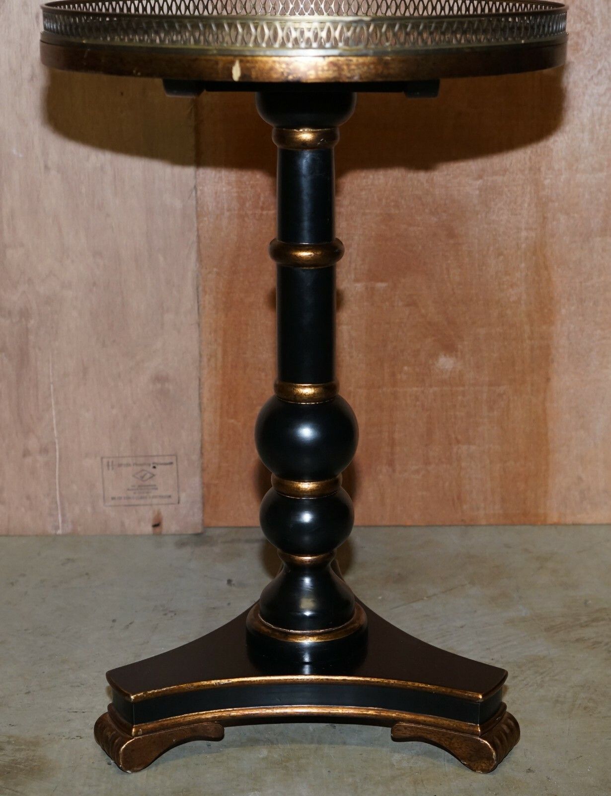 Pair Of Hand Painted Vintage Tilt Top Side Lamp Tables With Brass Gallery Rails photo vintage
