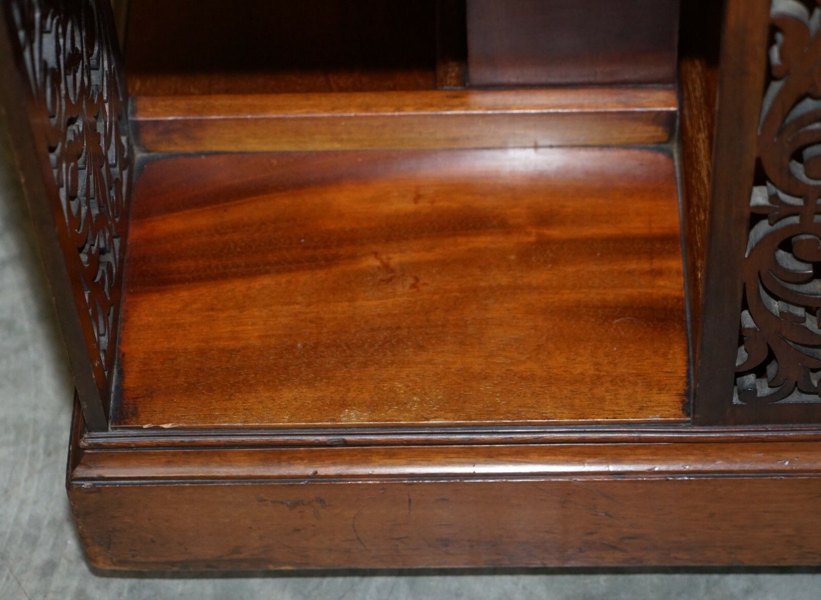 Furniture Sublime Antique Victorian Fret Work Carved Walnut & Mahogany Revolving Bookcases photo