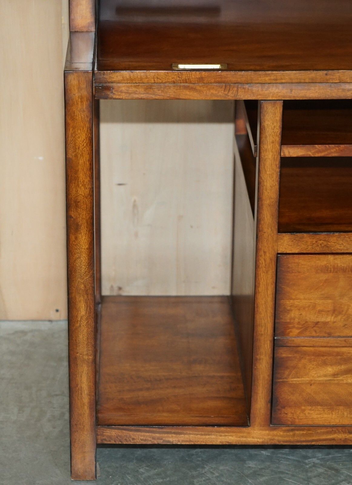 Mahogany & Brass Military Campaign Workstation Desk For Home Computer Part Suite photo Furniture