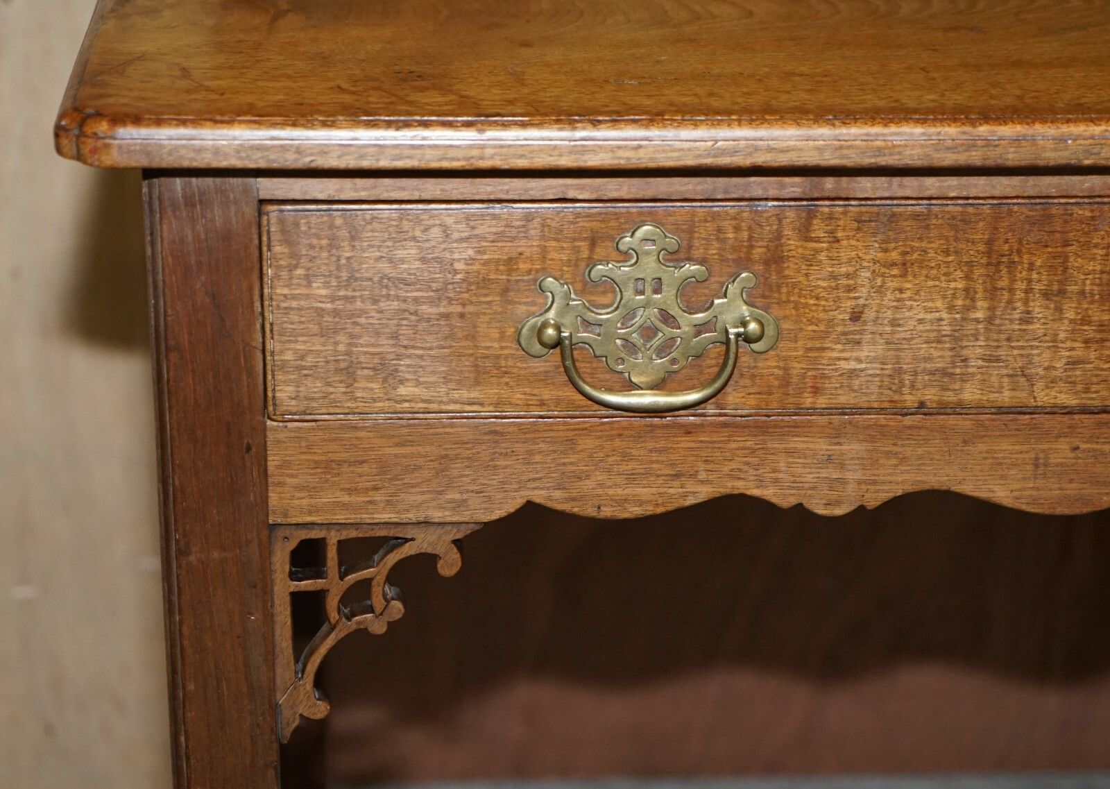 Antique George III Side Table Circa 1760 Very Heavy Mahogany Chippendale Carved photo 1850.0