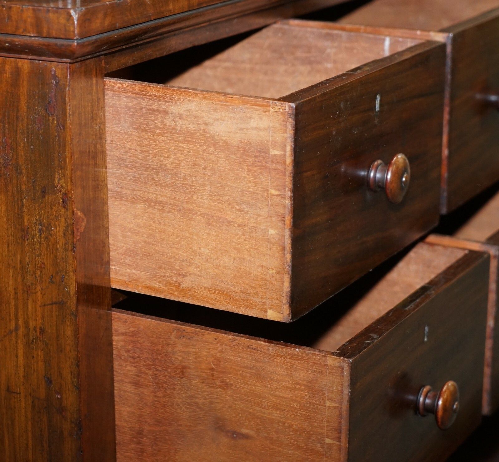 photo furniture Very Rare Victorian Tambour Door Cupboard Bookcase On Bank Chest Of Drawers