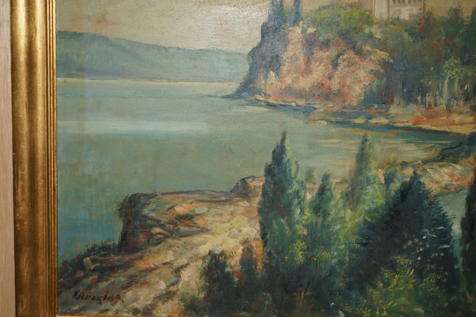 Huge Antique Flemish Oil Painting Signed A Apoeie Circa 1880 Rural Sea Scene photo buy