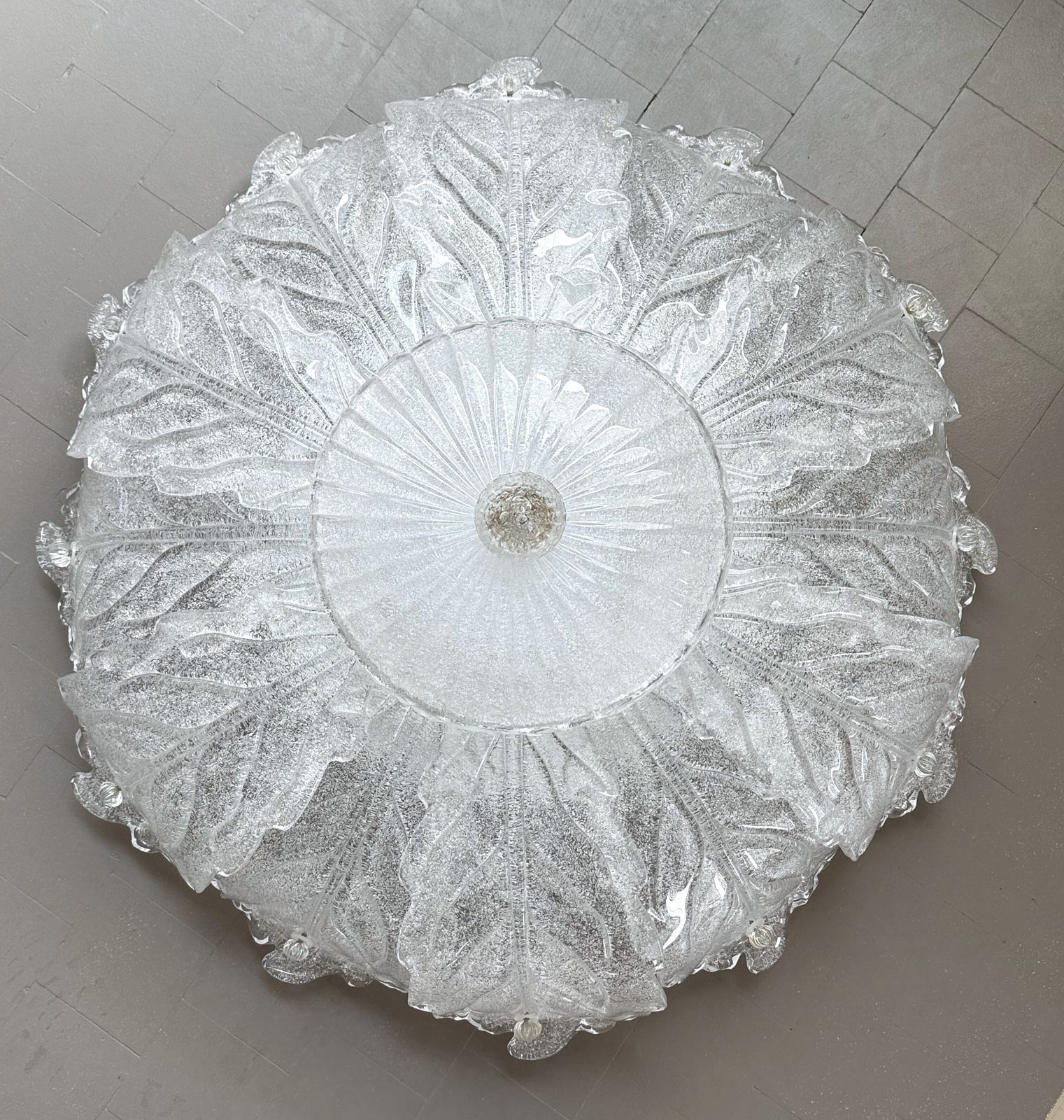 Italian Murano Glass Big Size Flush Mount Chandelier, 1970s photo for sale