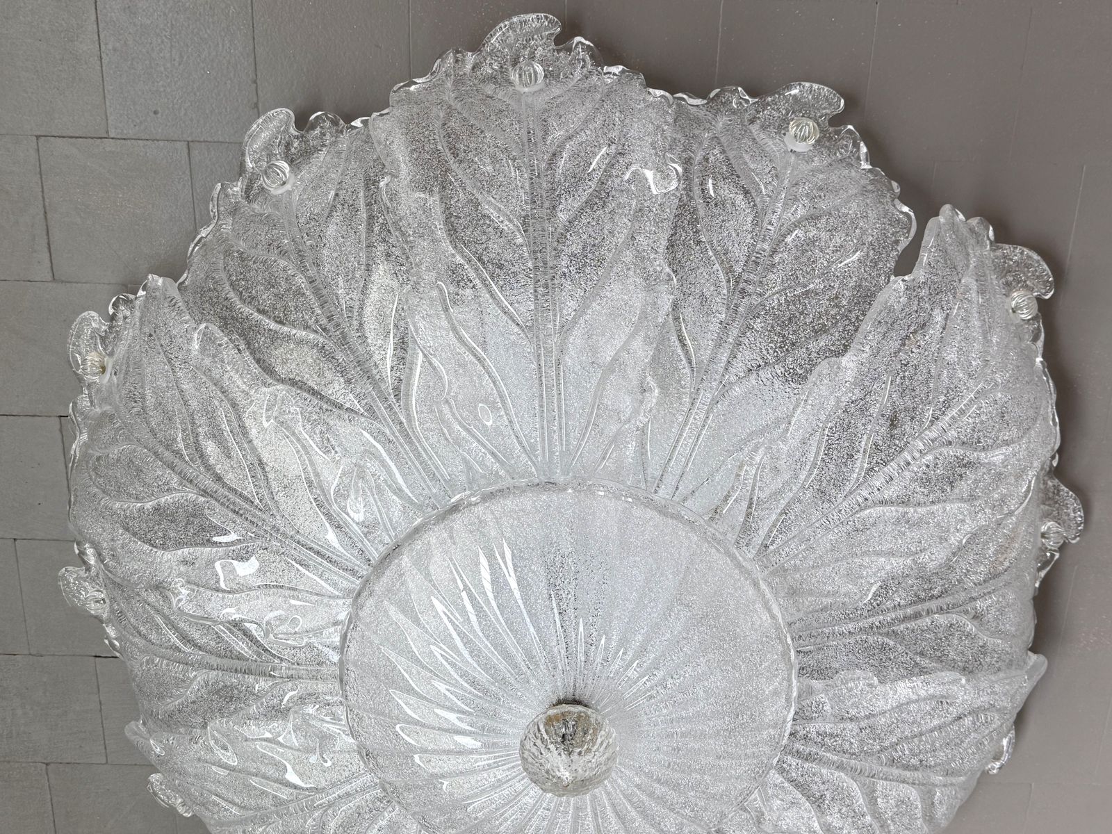 Italian Murano Glass Big Size Flush Mount Chandelier, 1970s photo buy