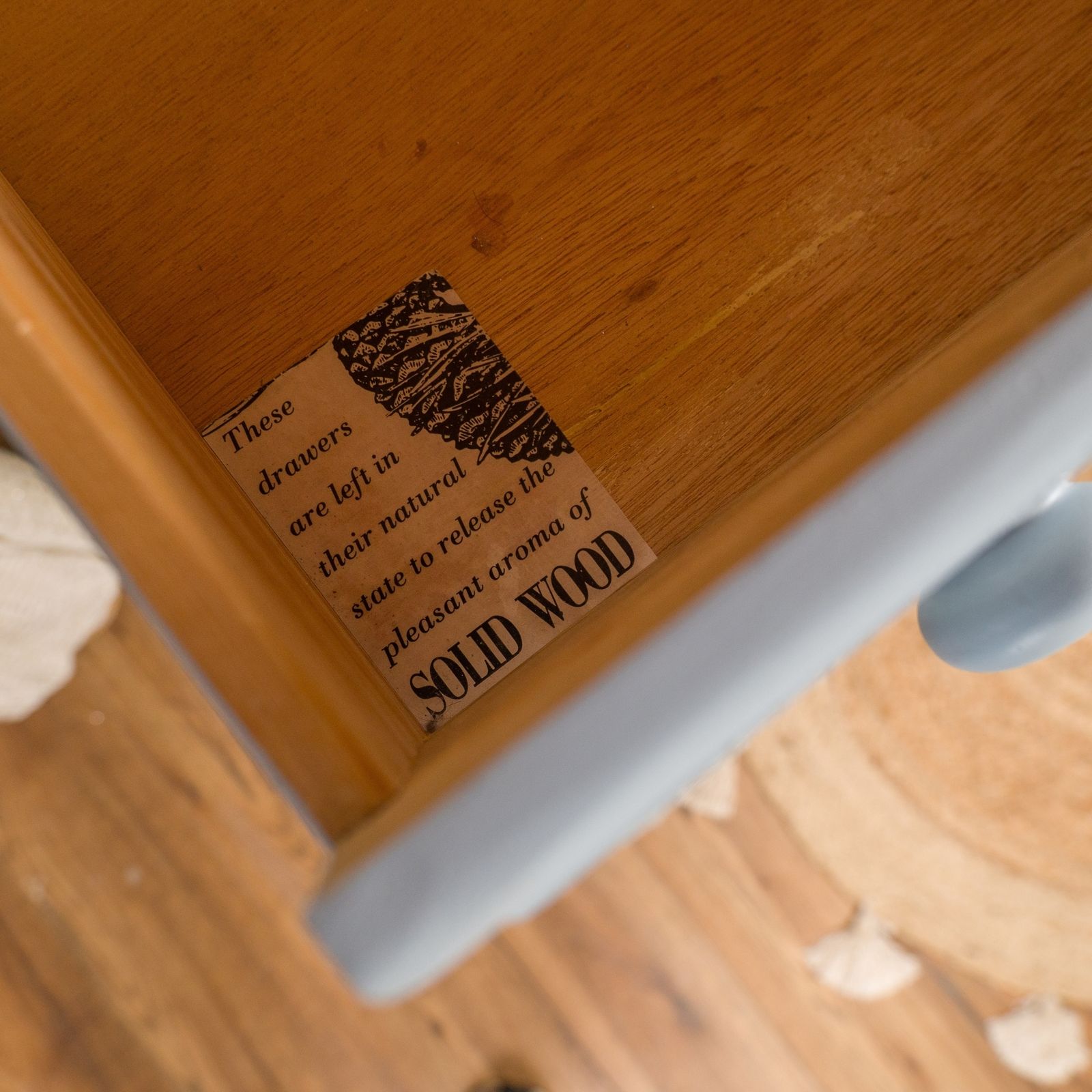 Hand Painted Vintage Solid Pine Blue Chest Of Drawers With Pearl Effect Stencil Detail photo buy