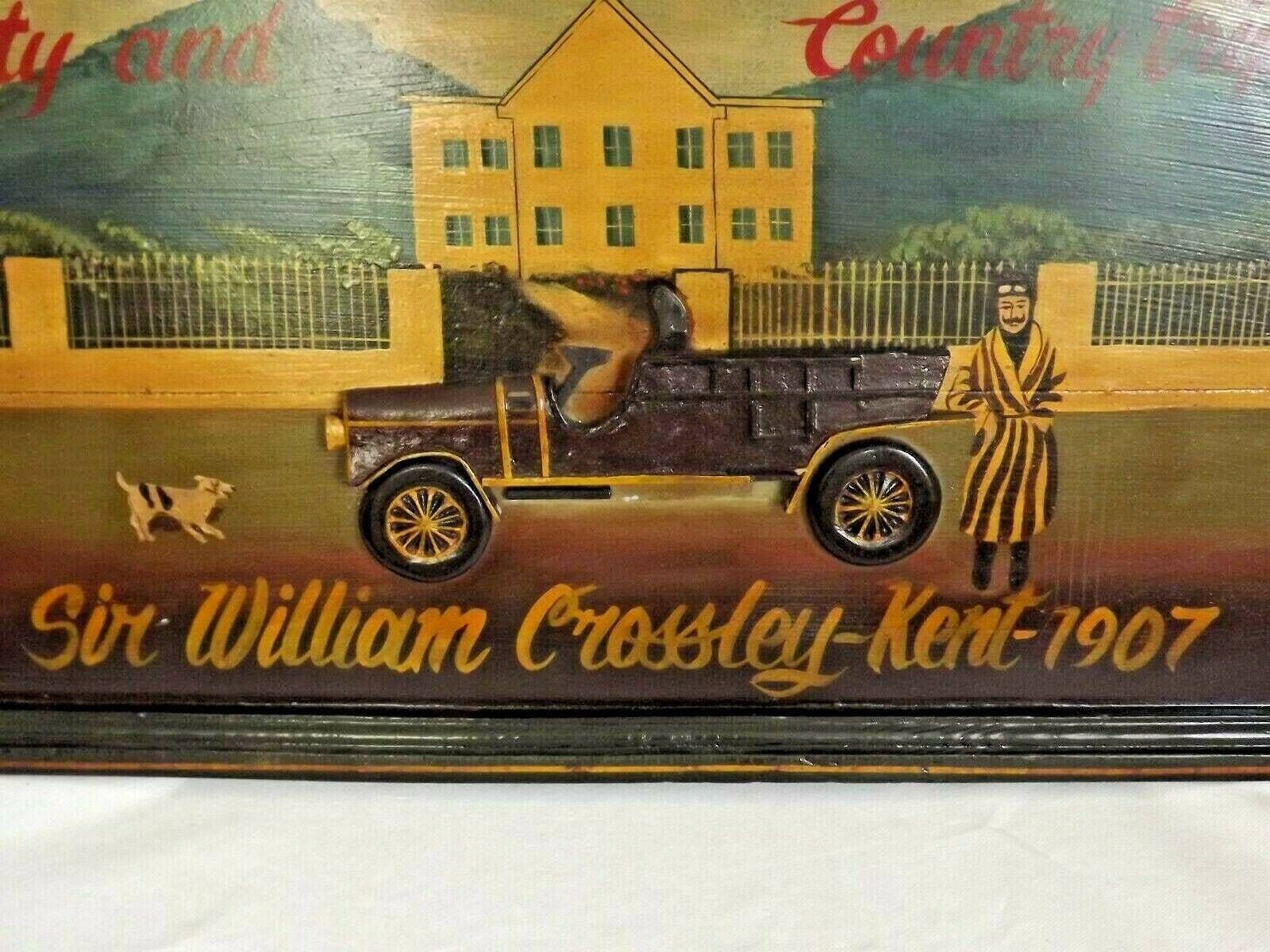 Large Rustic Vintage Wooden 3 D Advertising Sign Automobile Touring   Vintage Advertising Plaque. Sir William Crossley. Kent  1907. photo furniture