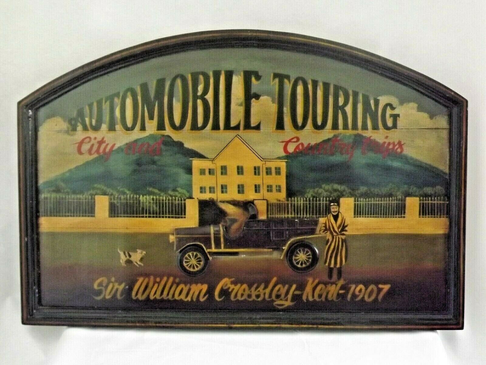 Large Rustic Vintage Wooden 3 D Advertising Sign Automobile Touring   Vintage Advertising Plaque. Sir William Crossley. Kent  1907. photo vinterior