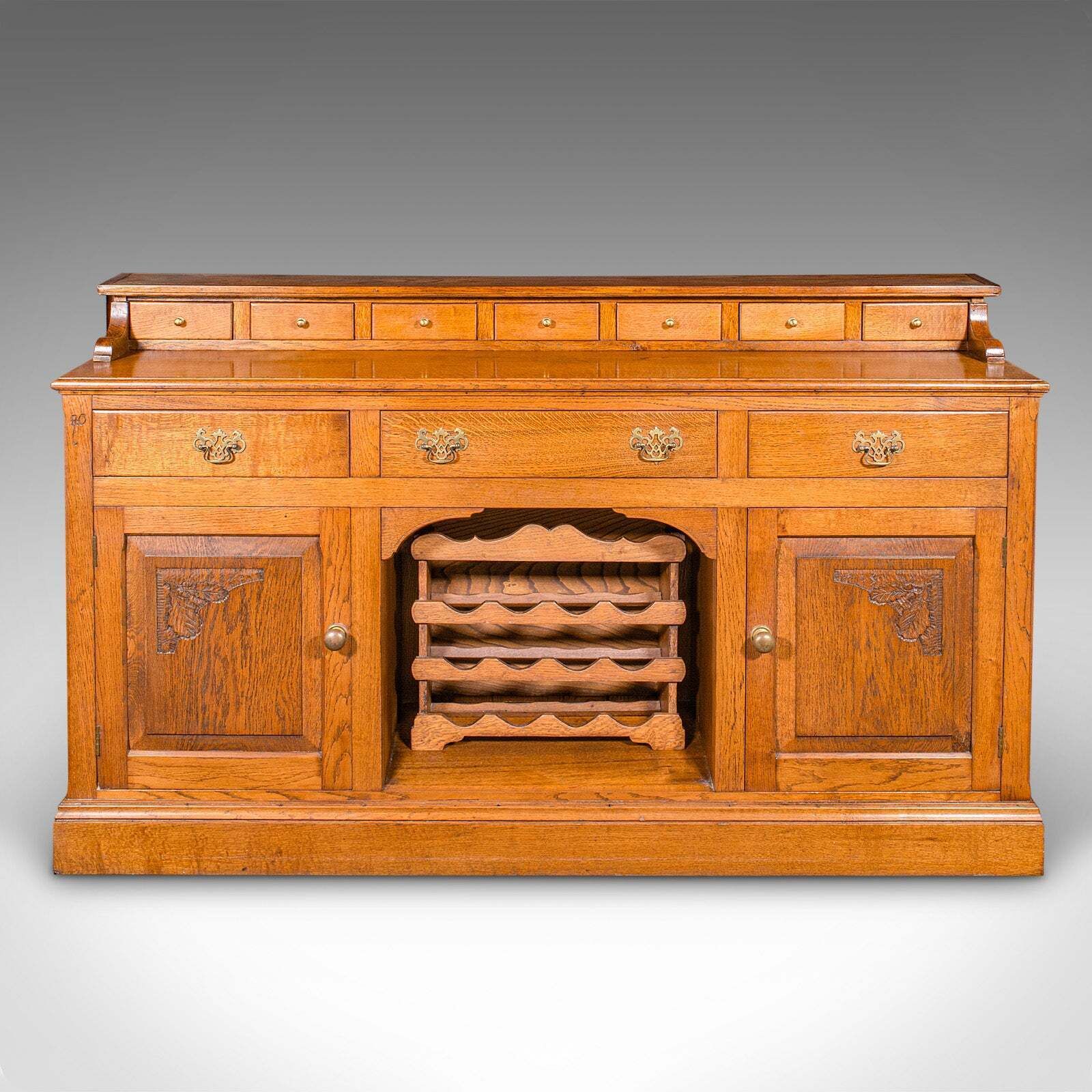 Large Antique Dresser Base, English Oak, Sideboard, Buffet, Wine Rack, Edwardian photo for sale