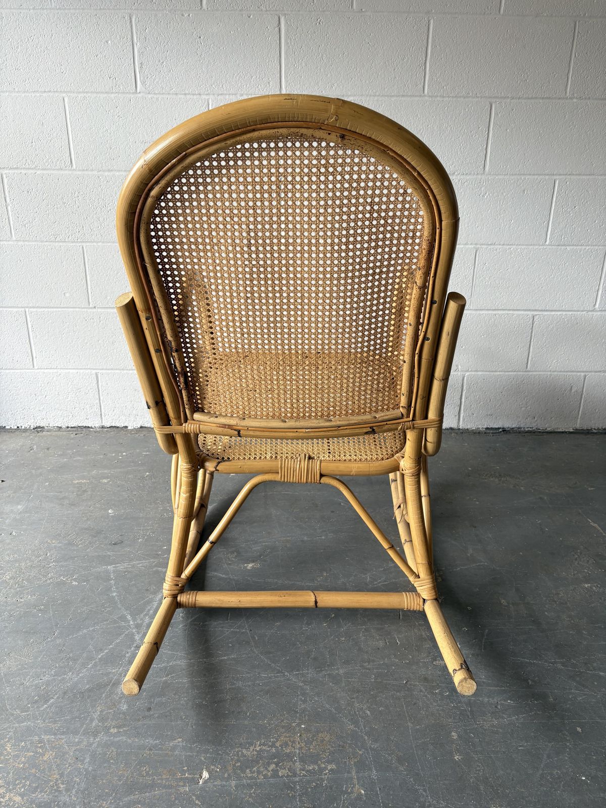 Vintage Bamboo Rocking Chair Canework Back And Seat photo Furniture