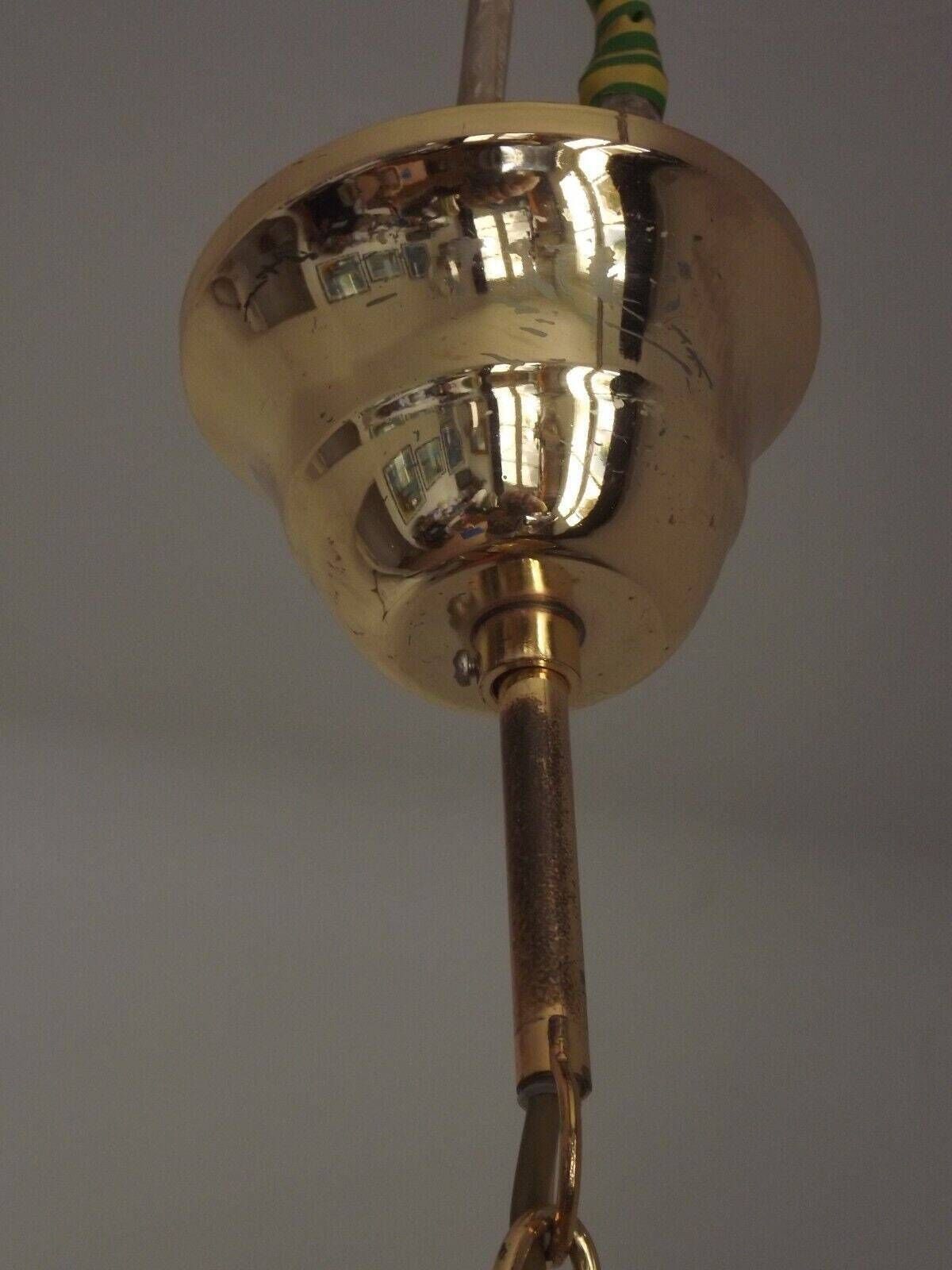 photo furniture Vintage French Gold Metal Ceiling Light Wheat Sheaf Orange Glass Panels   French Vintage Lighting. Glass Panel Light. Wheatsheaf Pattern.