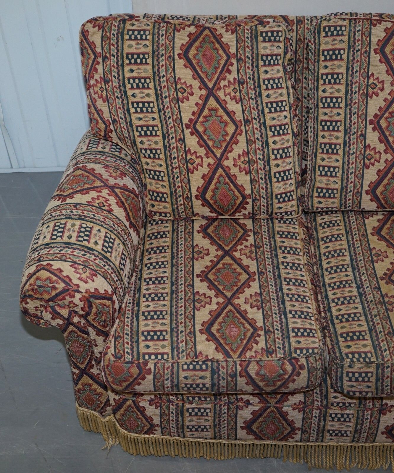Mid Century Fully Sprung Art Deco Style Kilim Rug Upholstered Sofa Part Of Suite photo Furniture