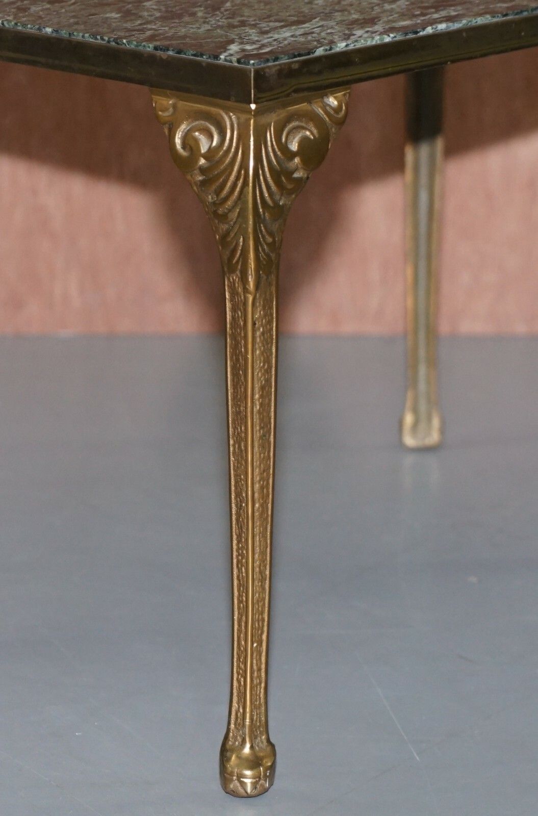 1850.0 Pair Of Circa 1900 Green Marble Top Occasion Side Tables With Bronzed Frames photo