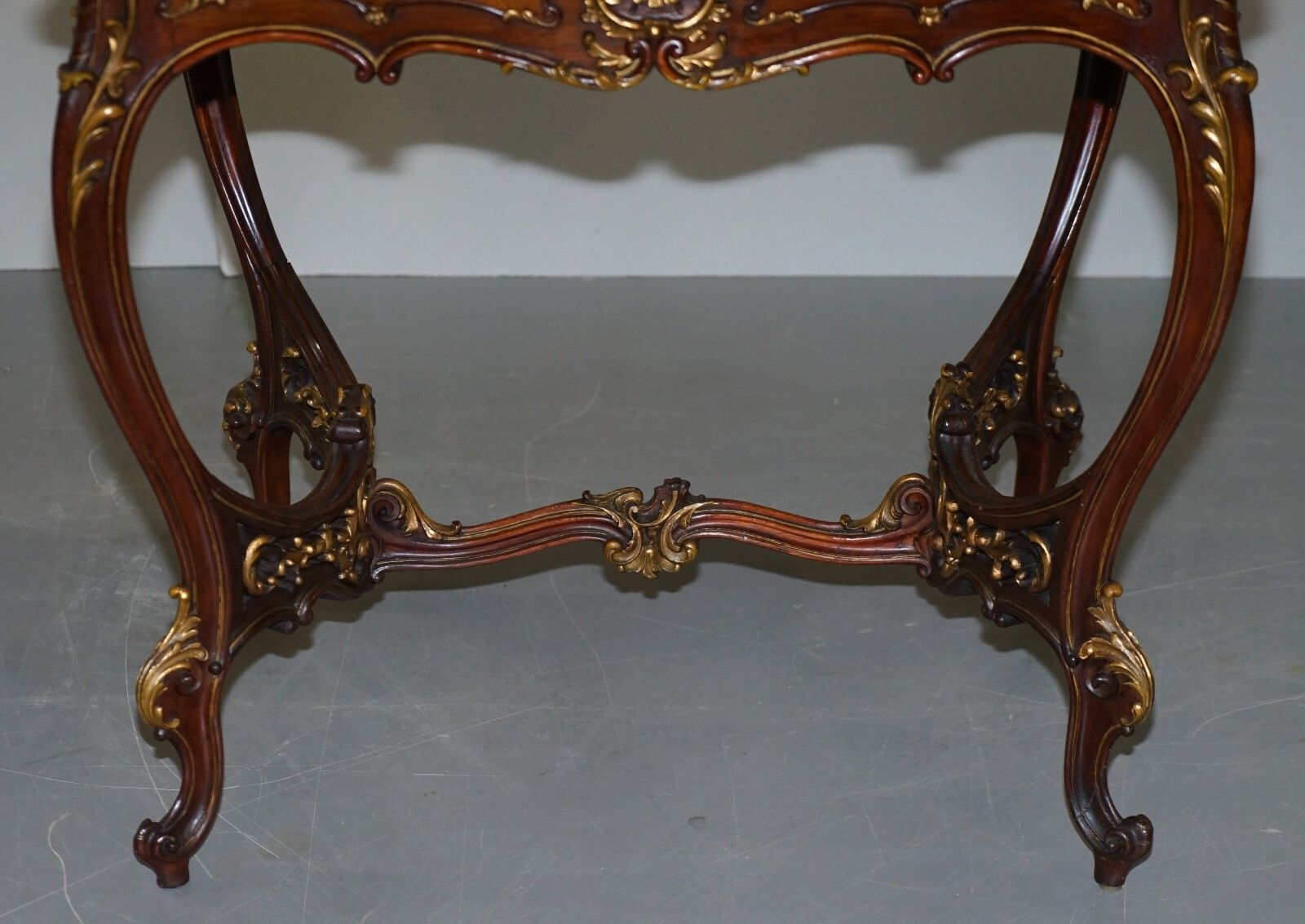 Furniture Lovely Circa 1900 Late Victorian French Pine Brown Leather Gold Gilt Desk Table photo