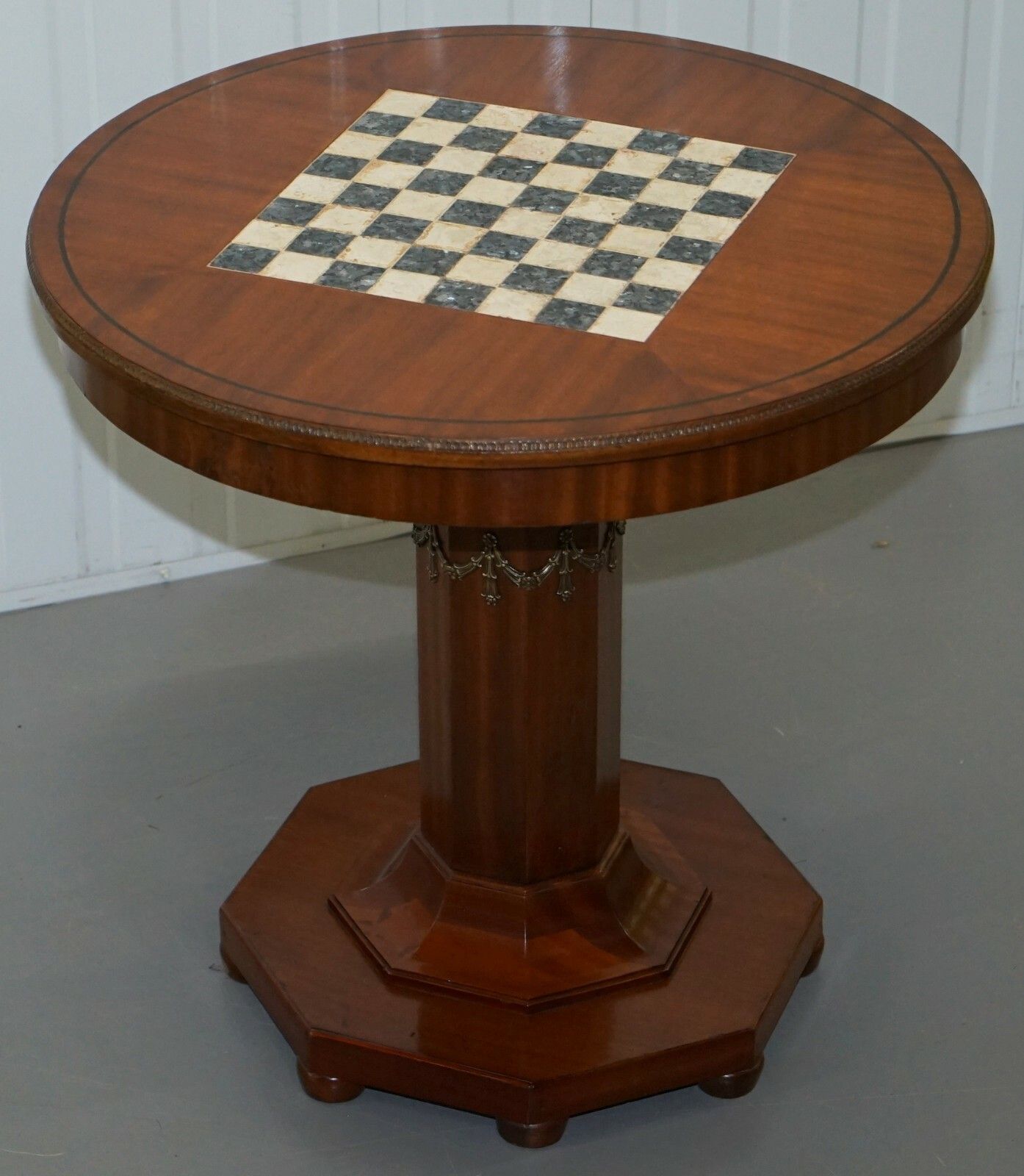 Circa 1900 Fully Restored French Empire Mahogany Chess Table Marble Ormolu Mount photo furniture