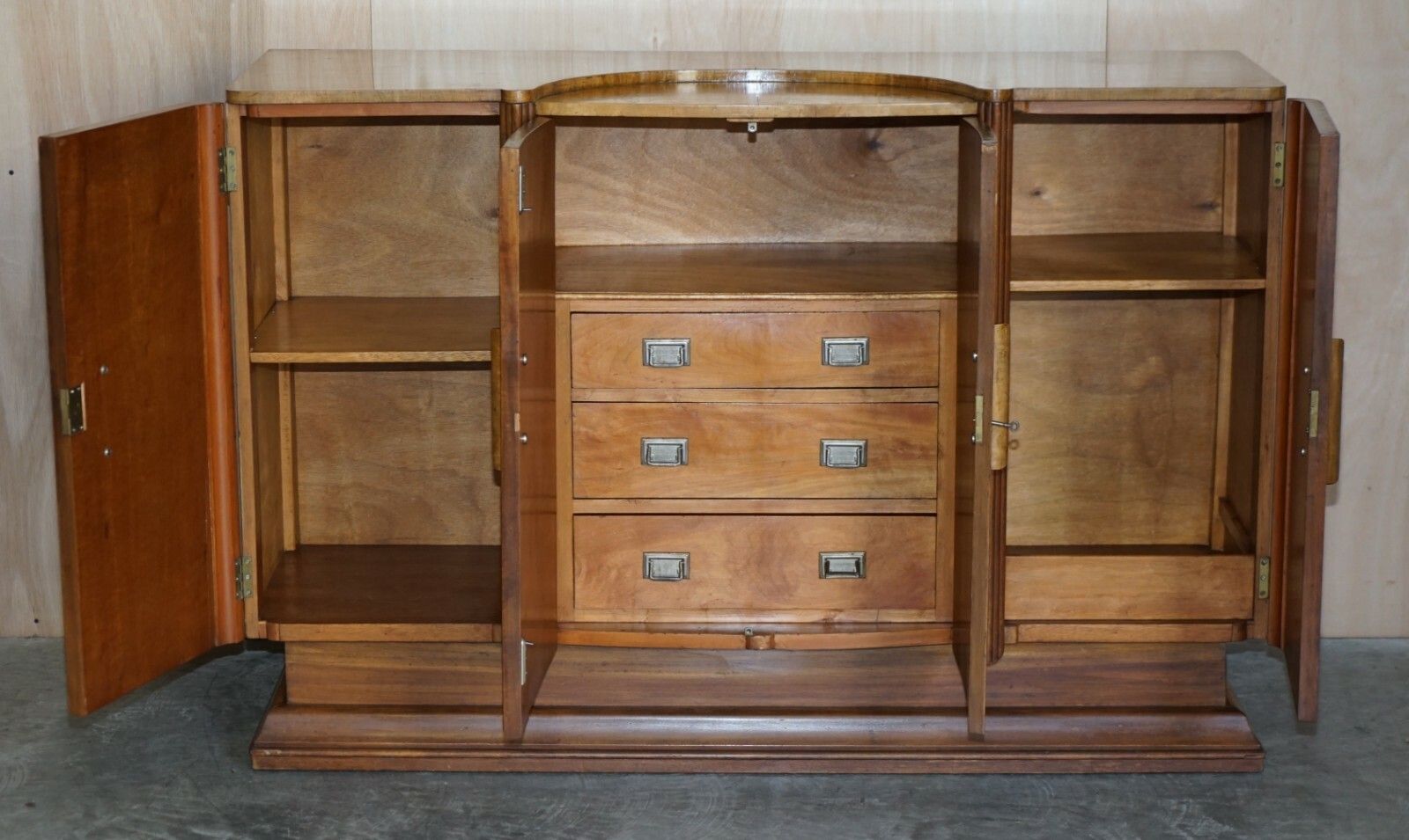 photo furniture Stunning Antique Art Deco Burr Walnut Sideboard With Drawers Drinks Cabinet