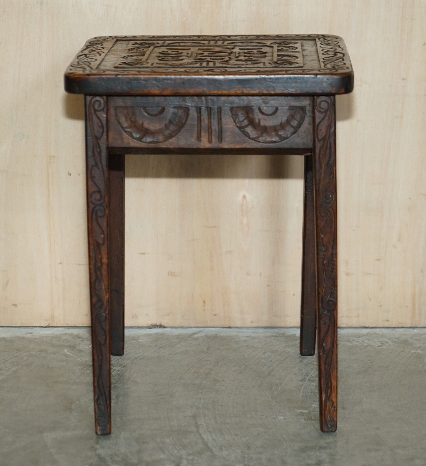 1750.0 Hand Carved 1914 1919 Wwi Side Table Must See Pictures One Of A Kind Piece photo