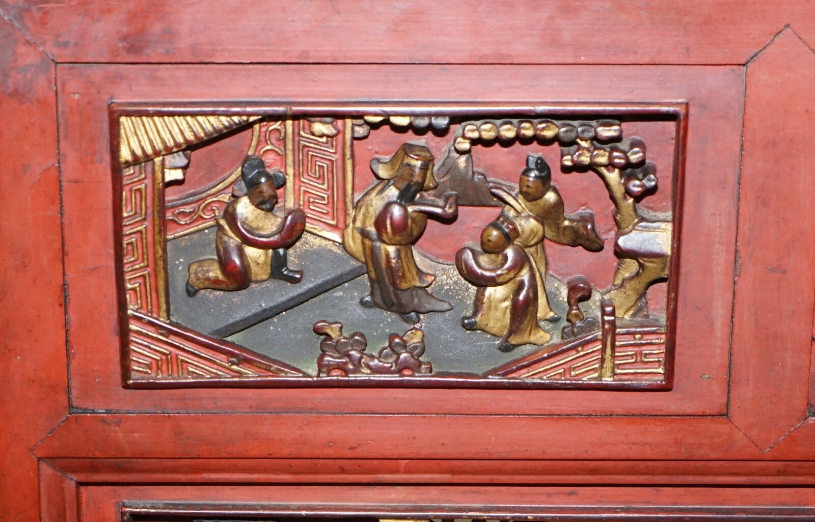 Chinese Marbel Topped Tea Or Coffee Table Using Vintage Carved Giltwood Panels photo buy