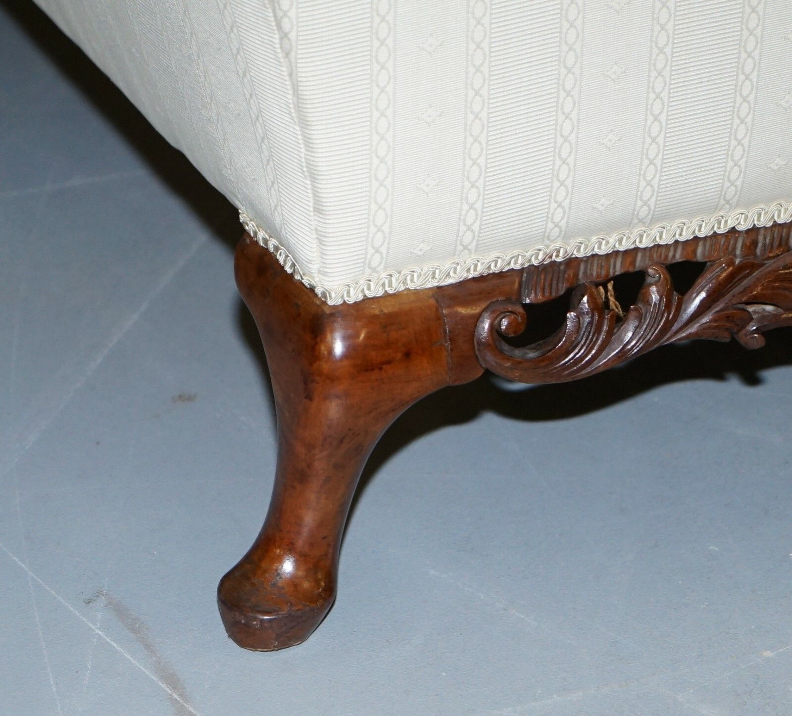 Furniture Part Of Large Suite Ornately Carved Walnut Lion Hairy Paw Feet Three Person Sofa photo