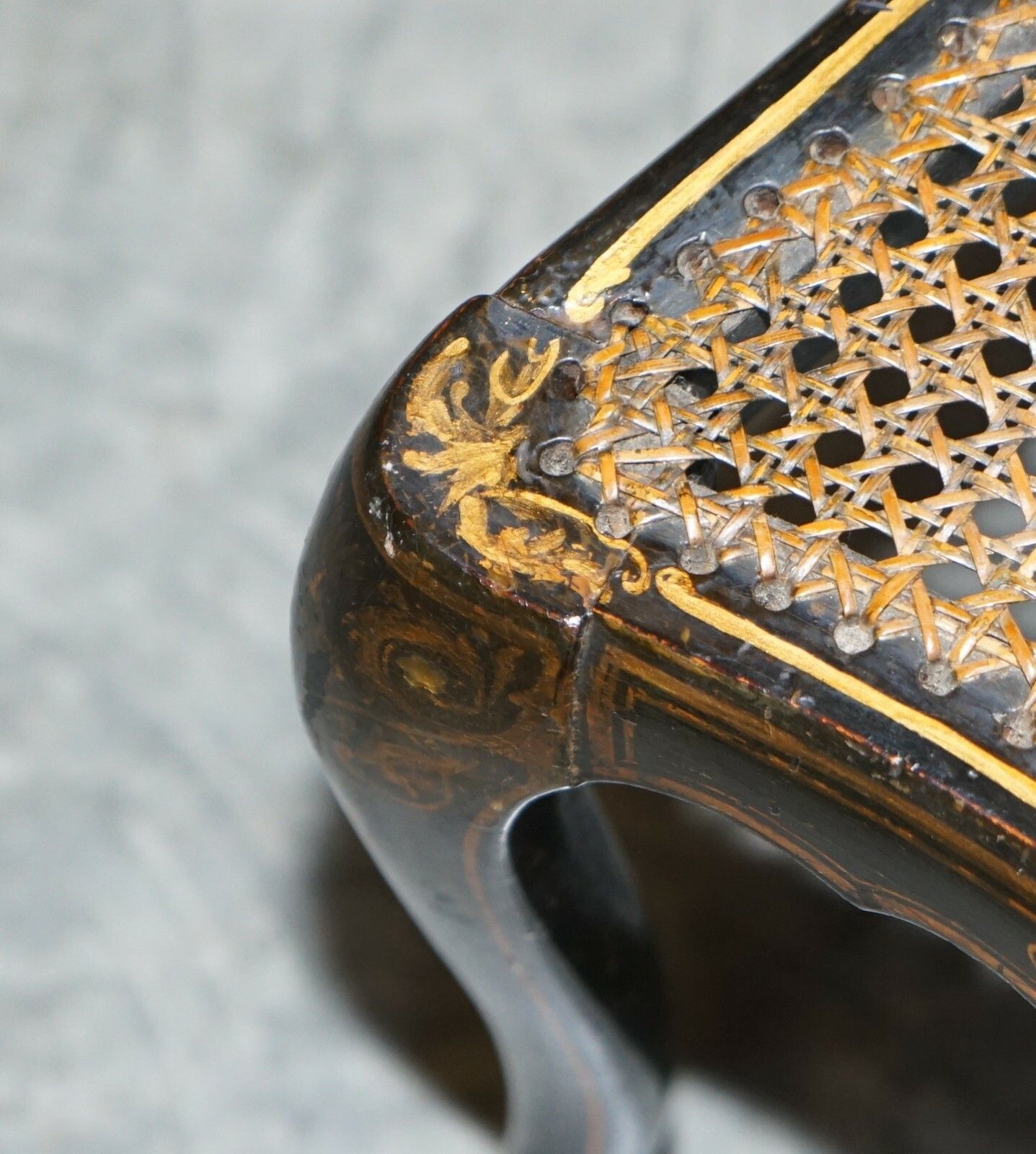 Stamped Circa 1815 Jennens & Bettridge Ebonsied Mother Of Pearl Regency Chair photo vintage