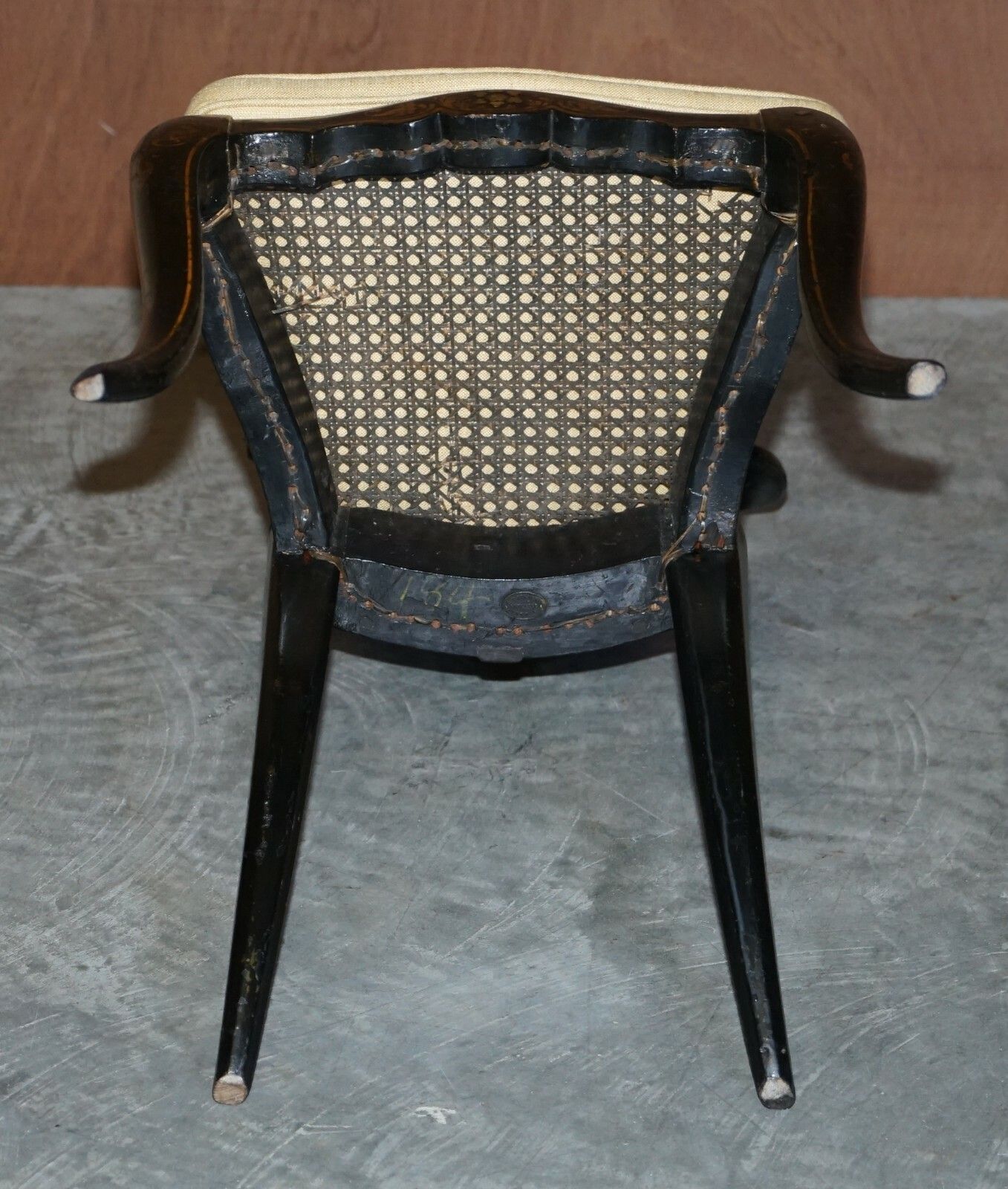 1750.0 Stamped Circa 1815 Jennens & Bettridge Ebonsied Mother Of Pearl Regency Chair photo